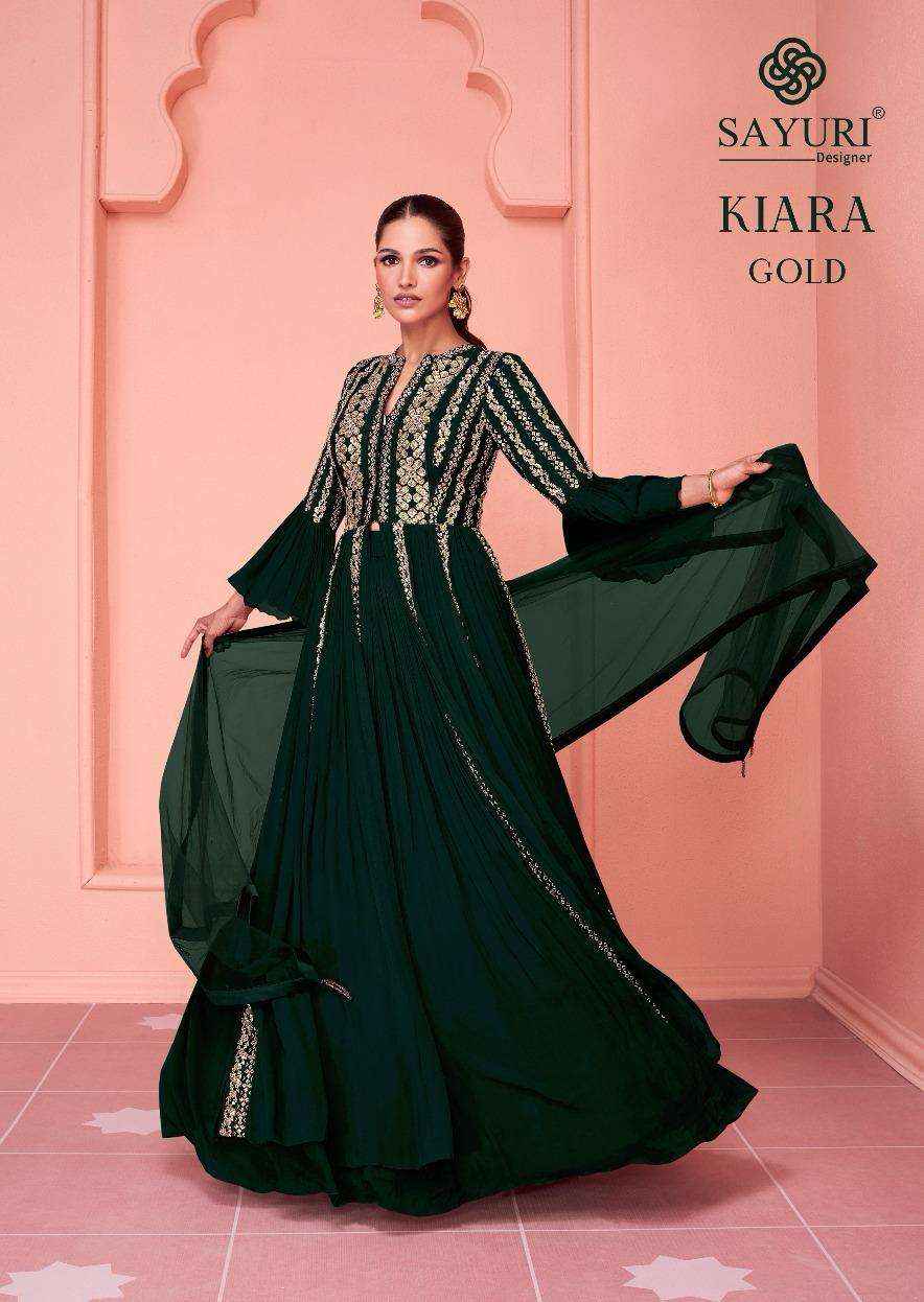 SAYURI DESIGNER KIARA GOLD PARTY READYMADE SUITS ( 4 PCS SET )