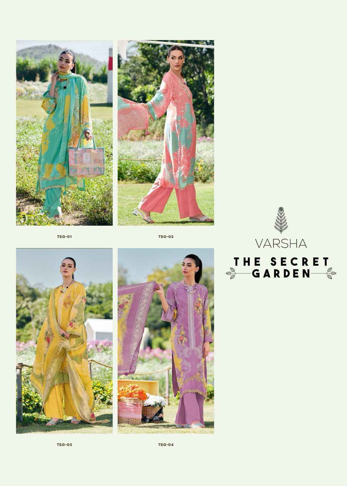 Varsha Fashion The Secret Garden Fancy Muslin Dress Material ( 4 pcs catalog )