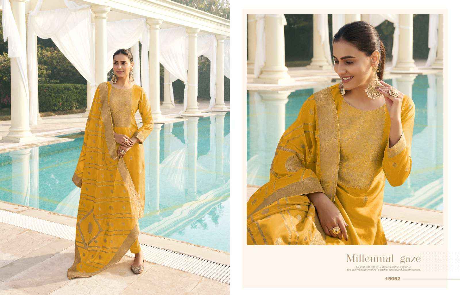 ZISA OLIVE VOL 2 DESIGNER JACQUARD BANARASI SUITS ( 4 PCS CATALOG )