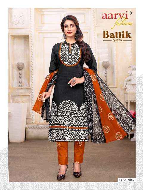 Aarvi Batik Queen Vol-1 Unstitch Pure salwar kameez  ( 10 Pcs Catalog )