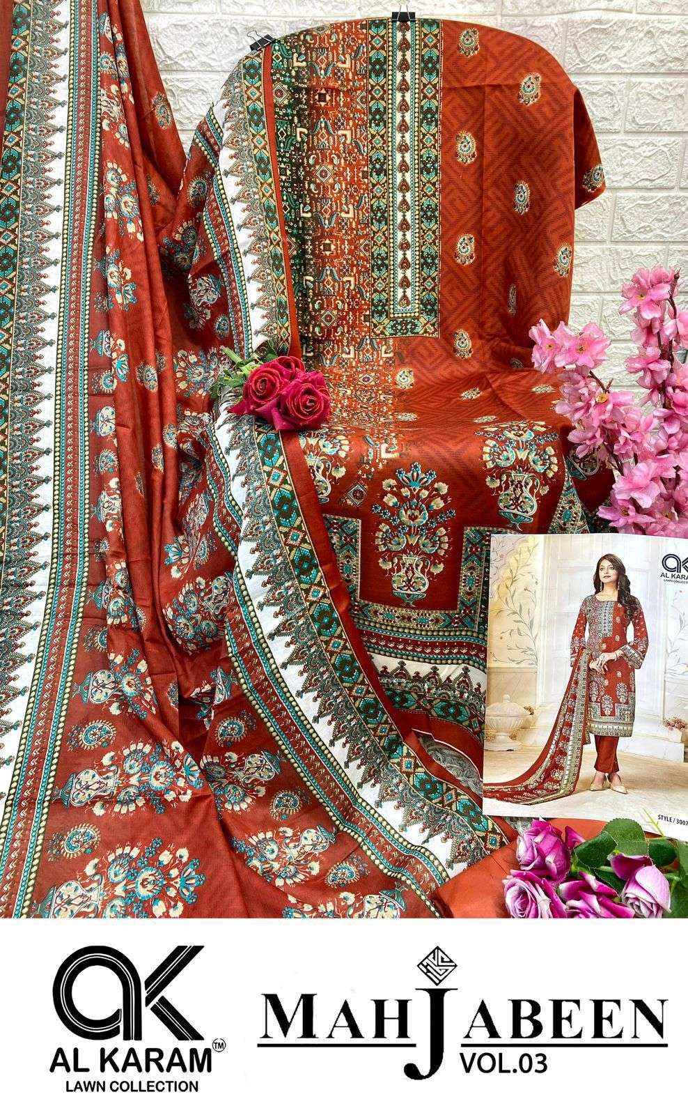 AL KARAM MAHJABEEN VOL 3 DRESS MATERIAL ( 8 PCS CATALOG )