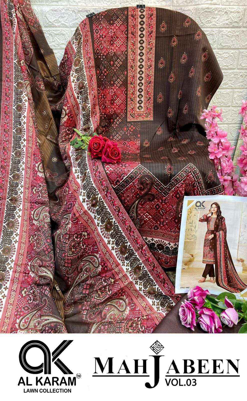 AL KARAM MAHJABEEN VOL 3 DRESS MATERIAL ( 8 PCS CATALOG )