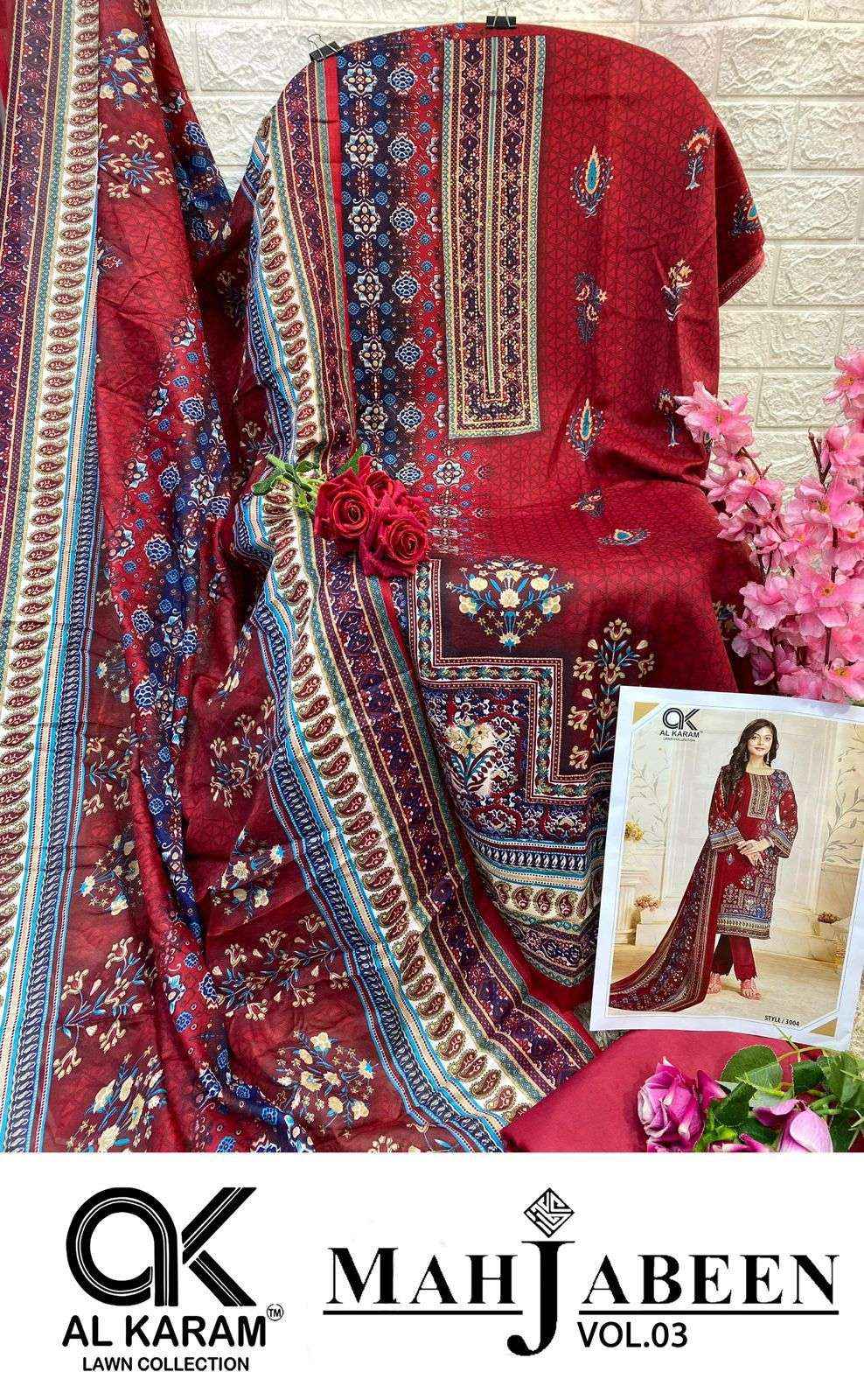 AL KARAM MAHJABEEN VOL 3 DRESS MATERIAL ( 8 PCS CATALOG )