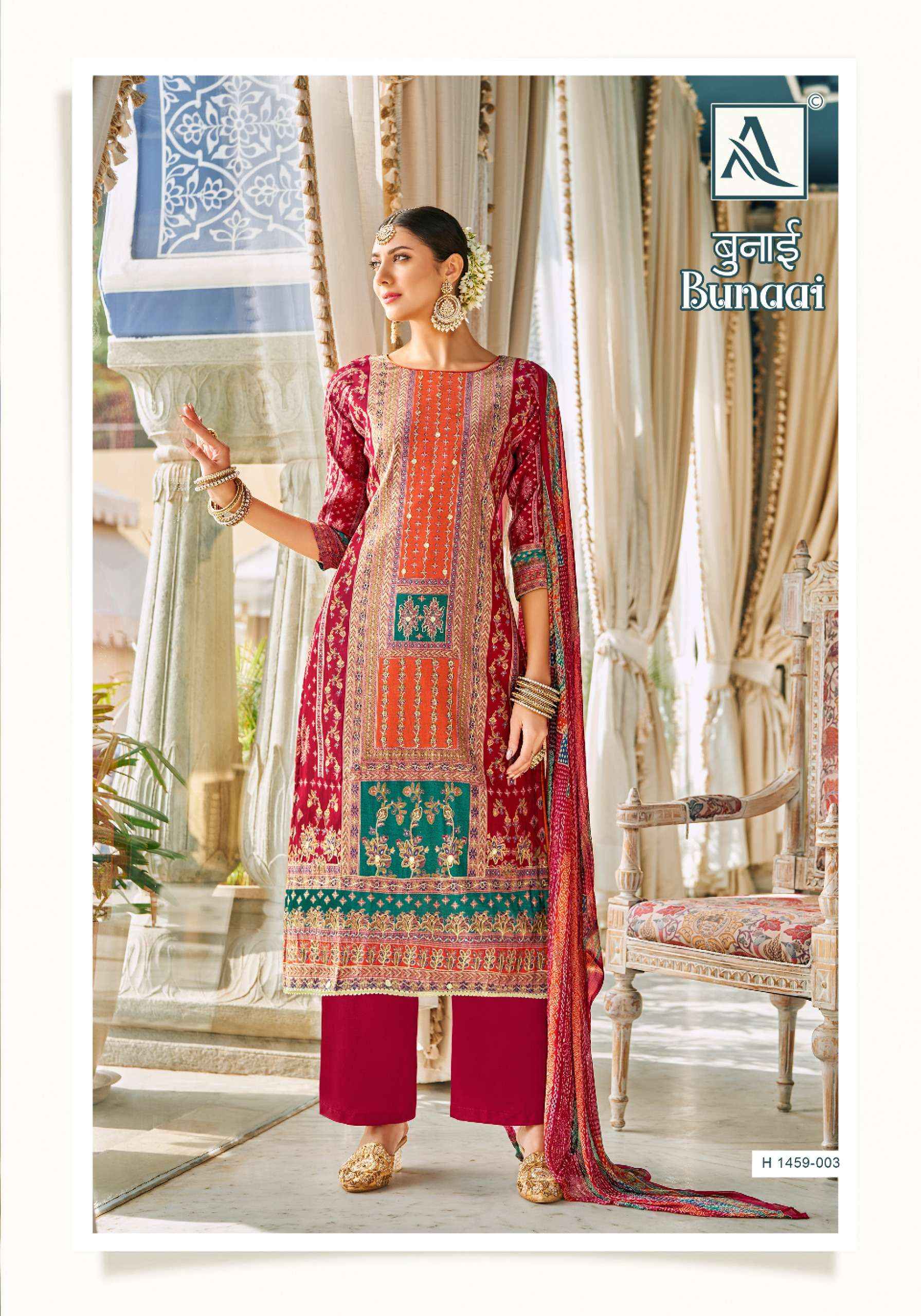 ALOK SUITS BUNAAI VISCOSE FANCY WORK SALWAR KAMEEZ ( 6 PCS CATALOG )