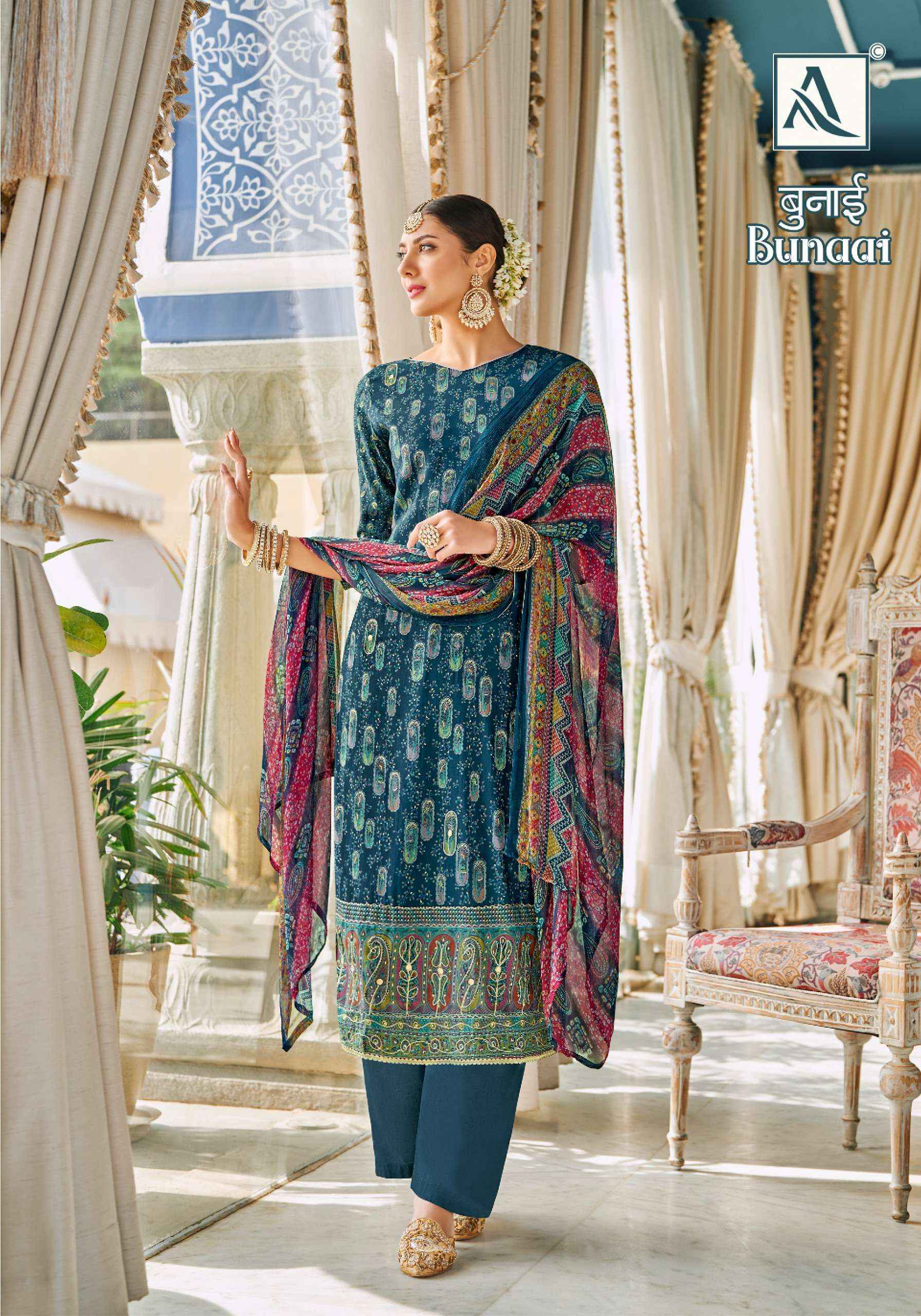 ALOK SUITS BUNAAI VISCOSE FANCY WORK SALWAR KAMEEZ ( 6 PCS CATALOG )