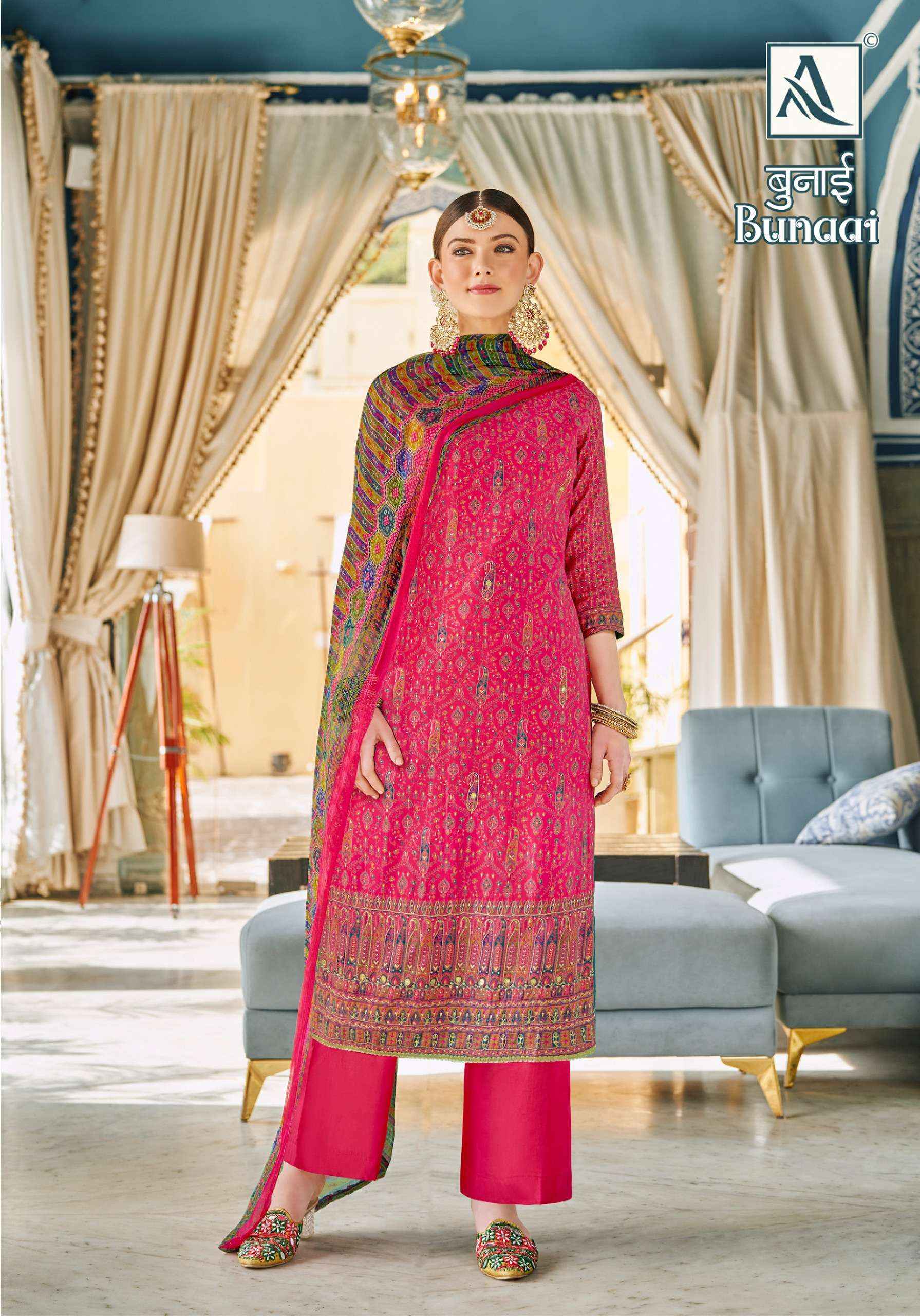 ALOK SUITS BUNAAI VISCOSE FANCY WORK SALWAR KAMEEZ ( 6 PCS CATALOG )