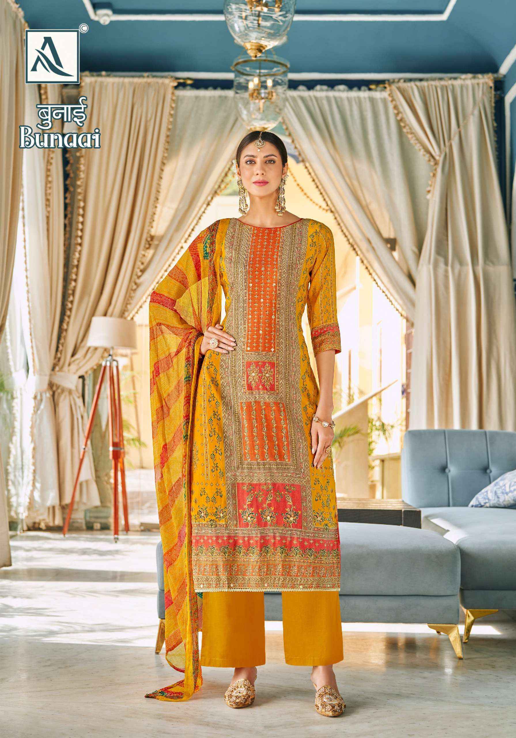 ALOK SUITS BUNAAI VISCOSE FANCY WORK SALWAR KAMEEZ ( 6 PCS CATALOG )