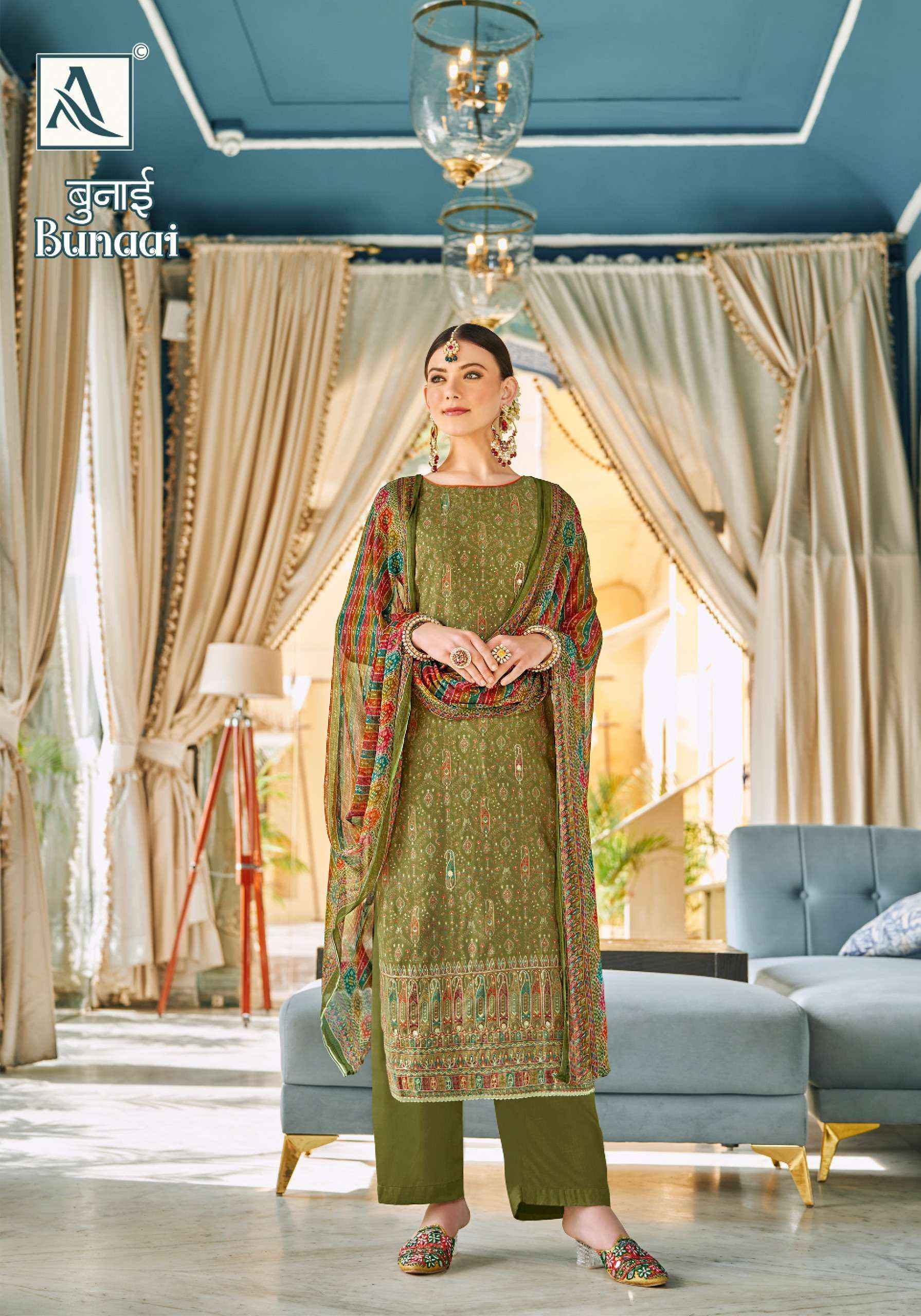 ALOK SUITS BUNAAI VISCOSE FANCY WORK SALWAR KAMEEZ ( 6 PCS CATALOG )