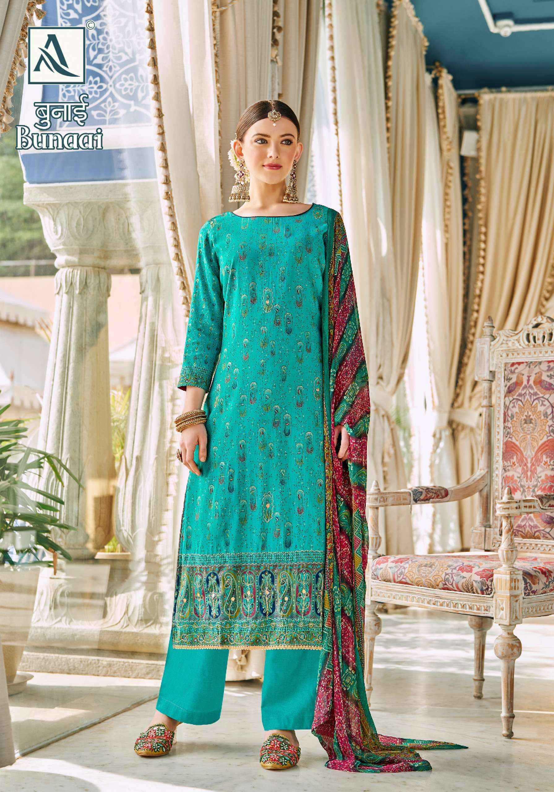 ALOK SUITS BUNAAI VISCOSE FANCY WORK SALWAR KAMEEZ ( 6 PCS CATALOG )