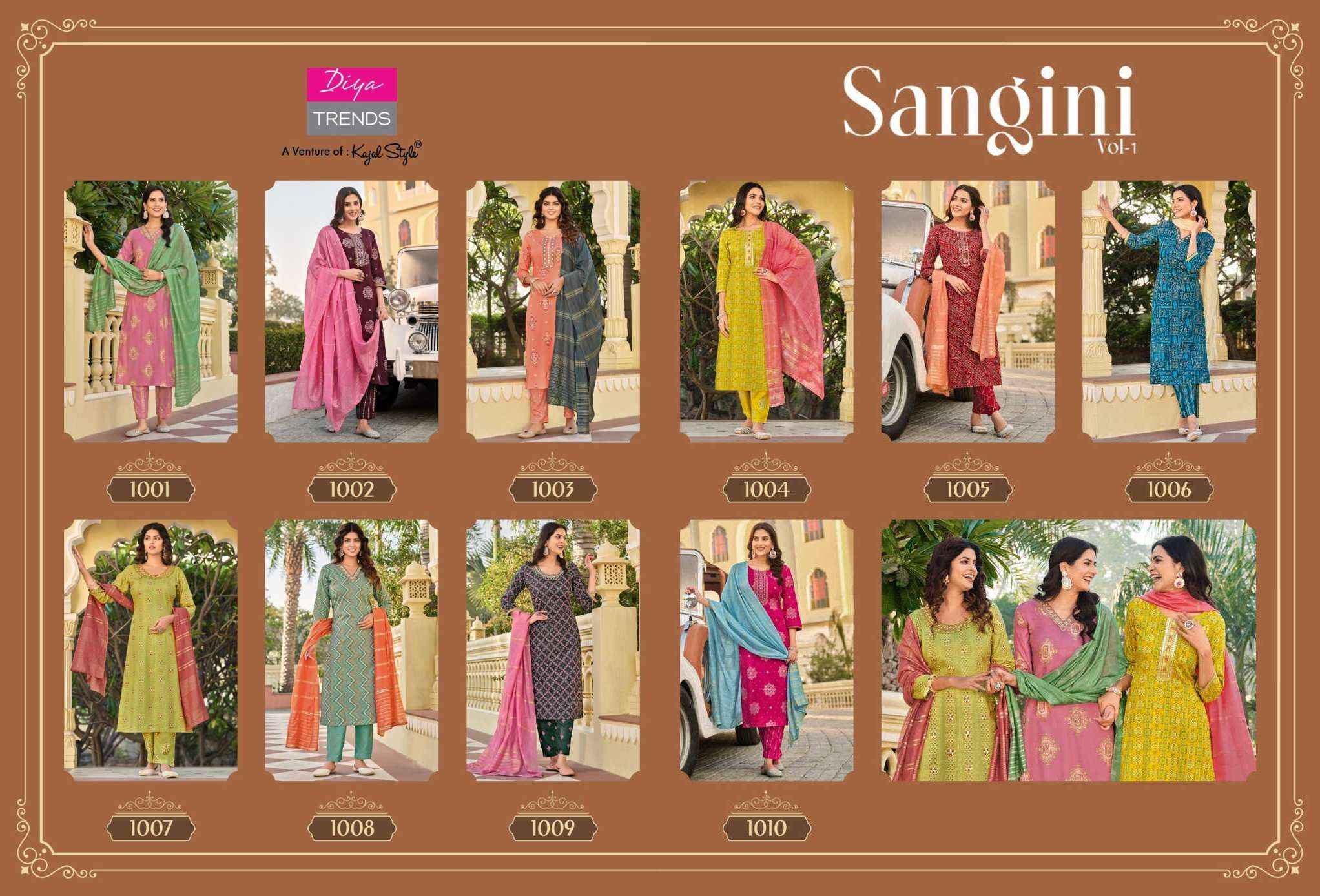 DIYA TRENDS SANGINI VOL 1 READYMADE COMBO SET ( 10 PCS CATALOG )