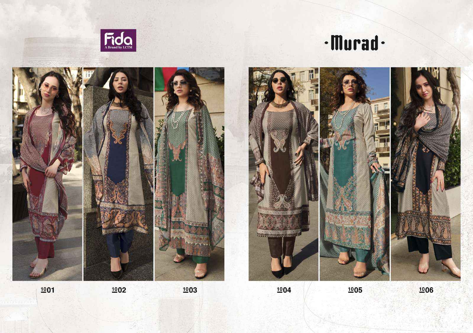 FIDA MURAD BLENDED COTTON LADIES DRESS MATERIAL ( 6 PCS CATALOG )