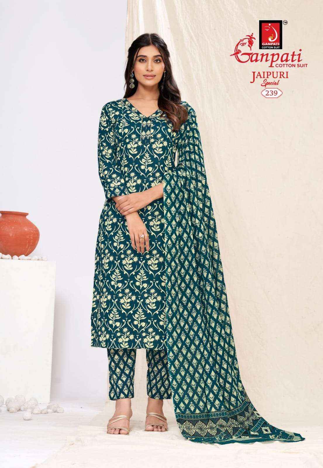 GANPATI JAIPURI SPECIAL VOL 10 READYMADE SUITS ( 15 PCS CATALOG )