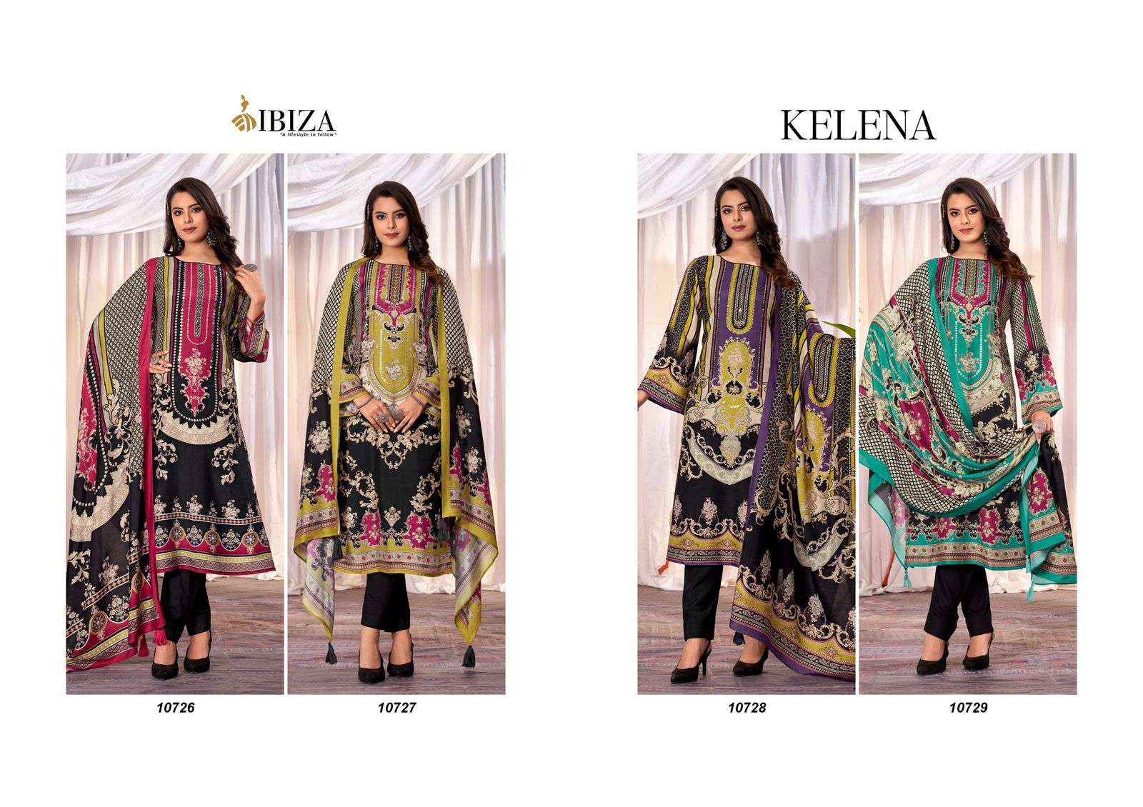 IBIZA KELENA MUSLIN DESIGNER DRESS MATERIAL, SURAT WHOLESALER