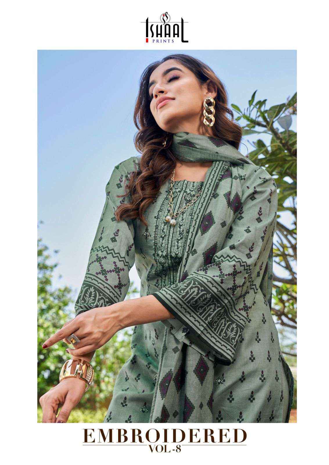 ISHAAL PRINTS EMBROIDERED VOL 8 LAWN DRESS MATERIAL ( 10 PCS CATALOG )