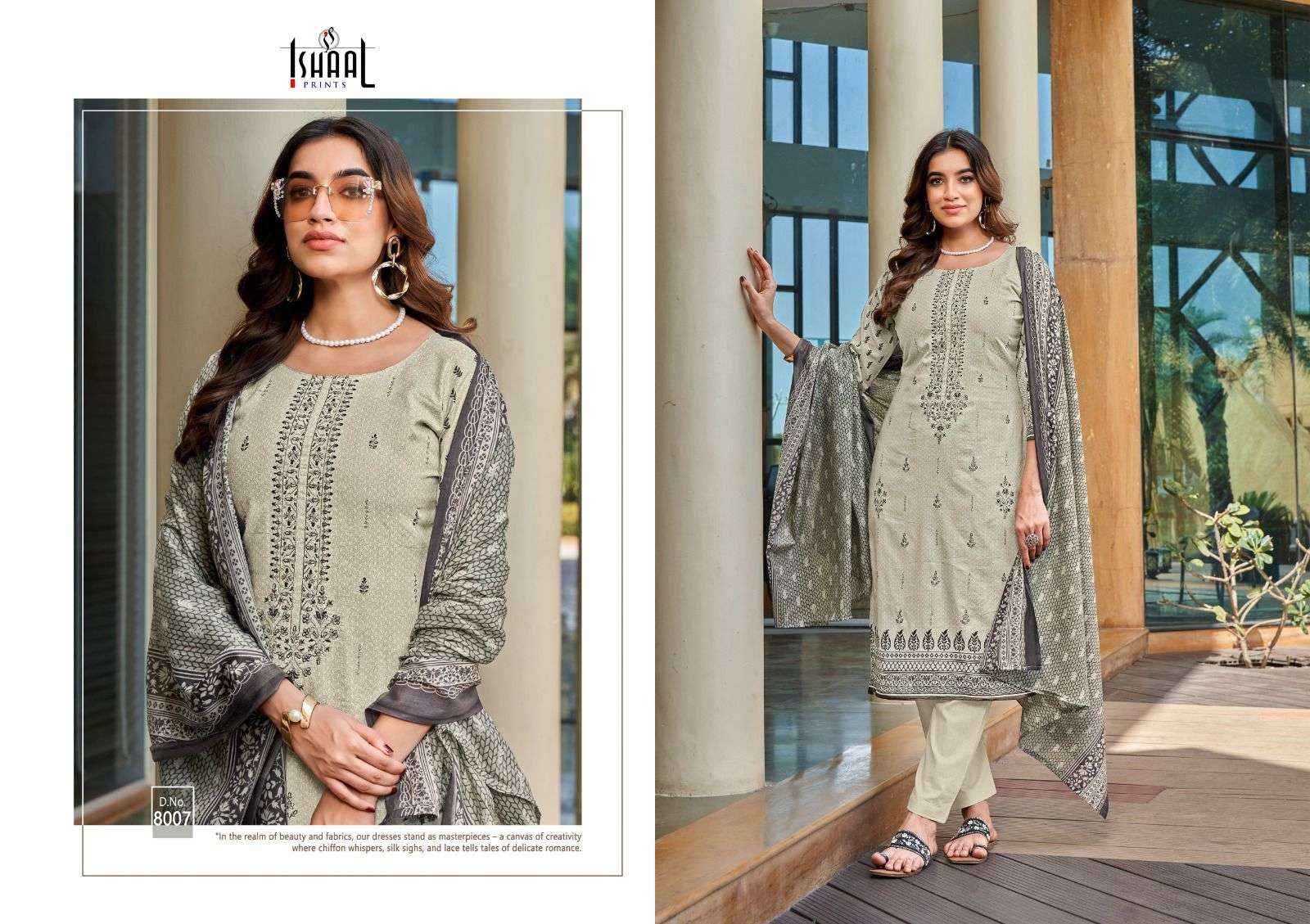 ISHAAL PRINTS EMBROIDERED VOL 8 LAWN DRESS MATERIAL ( 10 PCS CATALOG )