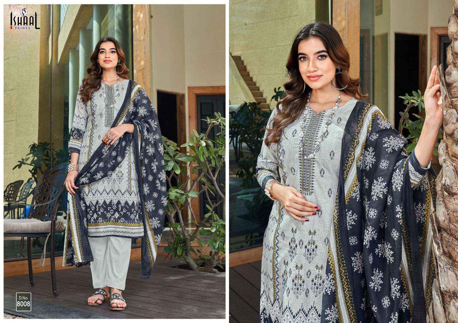 ISHAAL PRINTS EMBROIDERED VOL 8 LAWN DRESS MATERIAL ( 10 PCS CATALOG )