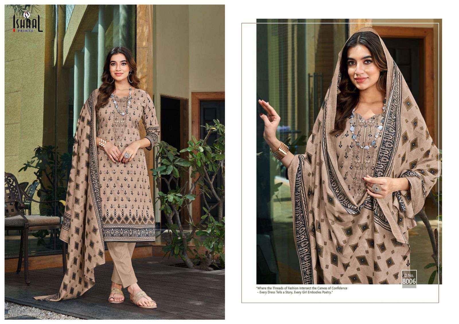 ISHAAL PRINTS EMBROIDERED VOL 8 LAWN DRESS MATERIAL ( 10 PCS CATALOG )