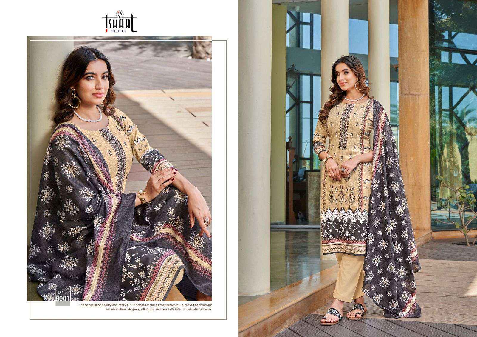 ISHAAL PRINTS EMBROIDERED VOL 8 LAWN DRESS MATERIAL ( 10 PCS CATALOG )