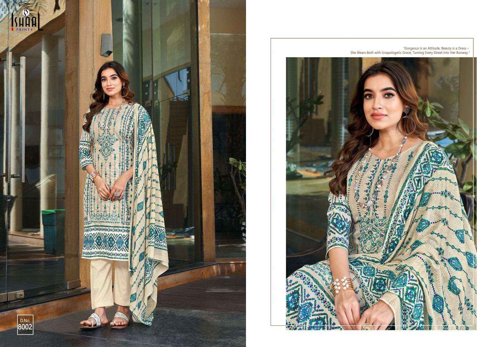 ISHAAL PRINTS EMBROIDERED VOL 8 LAWN DRESS MATERIAL ( 10 PCS CATALOG )