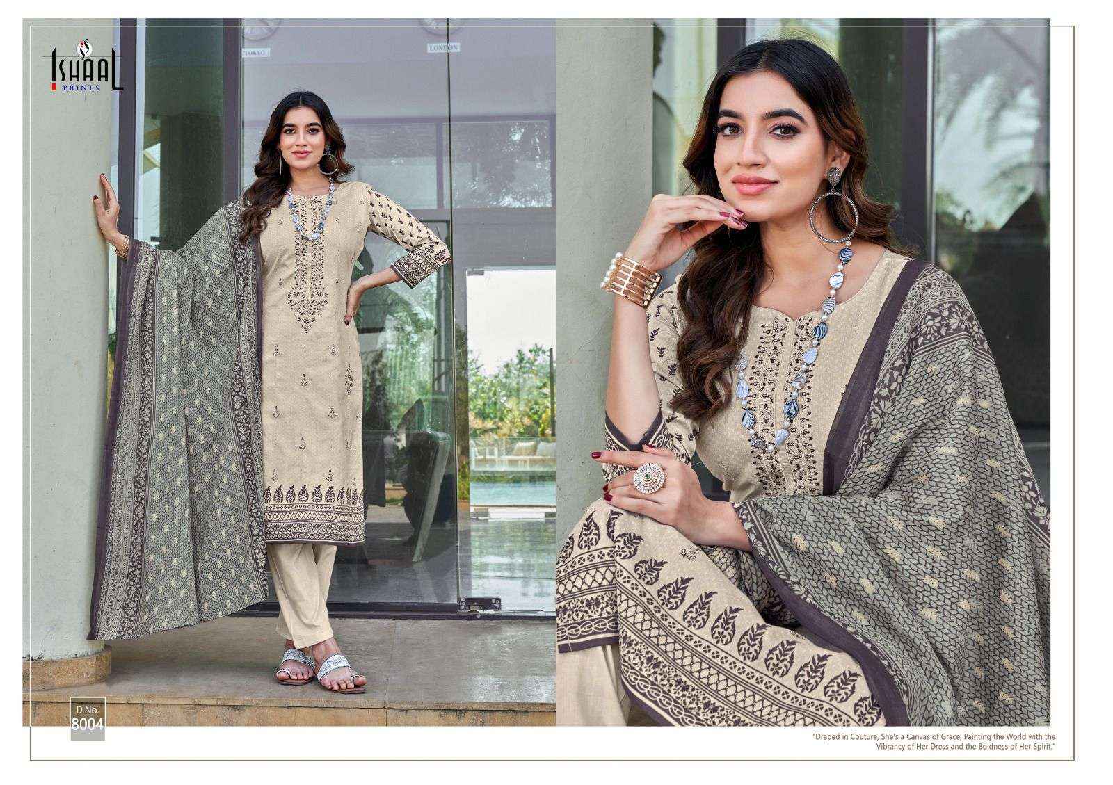 ISHAAL PRINTS EMBROIDERED VOL 8 LAWN DRESS MATERIAL ( 10 PCS CATALOG )