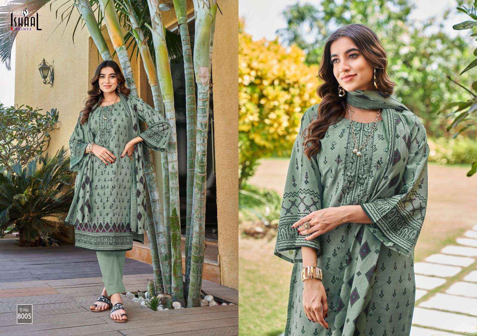 ISHAAL PRINTS EMBROIDERED VOL 8 LAWN DRESS MATERIAL ( 10 PCS CATALOG )