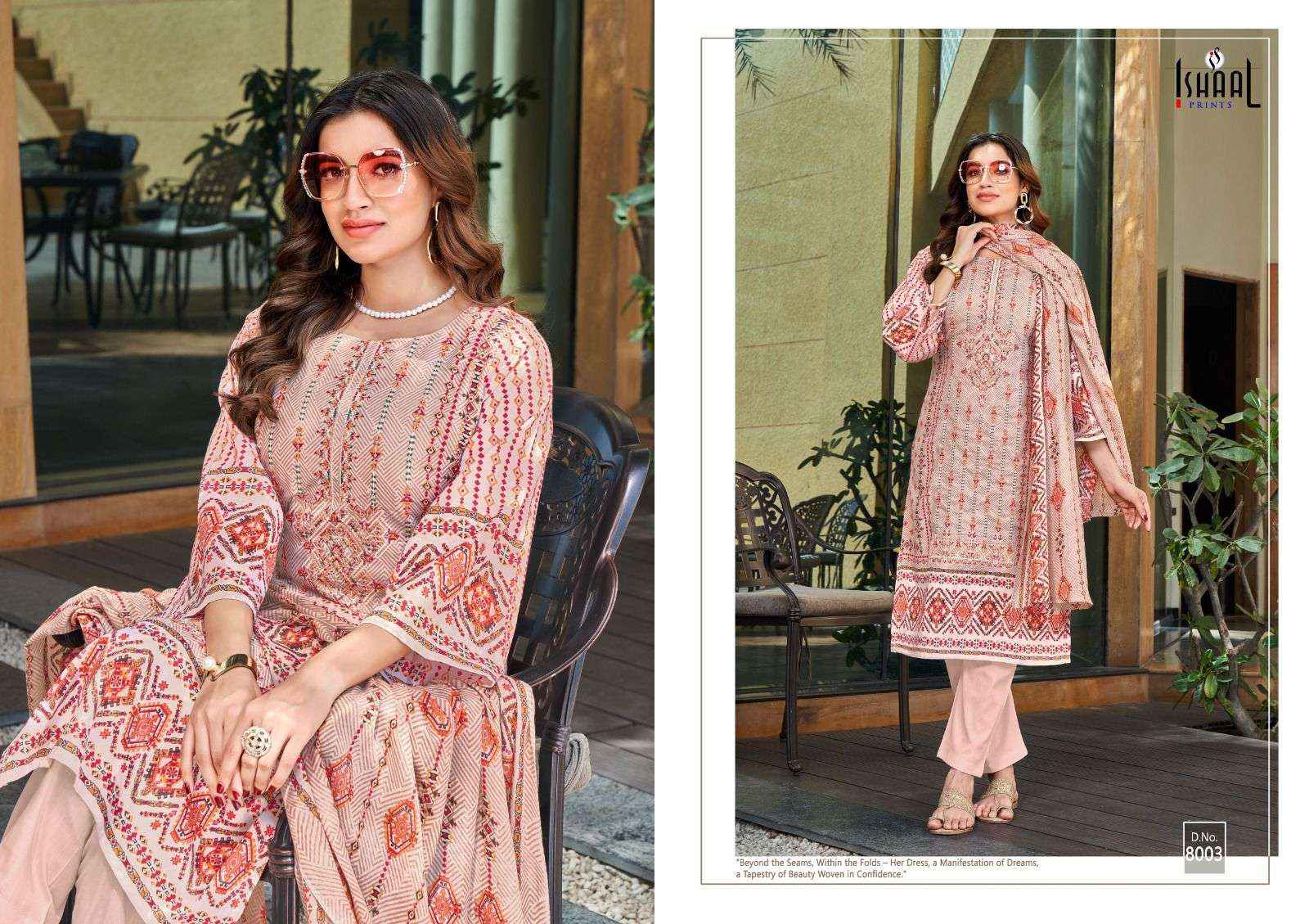 ISHAAL PRINTS EMBROIDERED VOL 8 LAWN DRESS MATERIAL ( 10 PCS CATALOG )