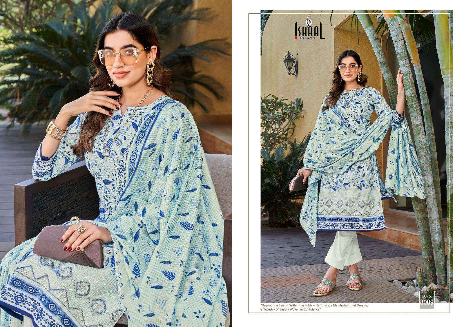 ISHAAL PRINTS EMBROIDERED VOL 8 LAWN DRESS MATERIAL ( 10 PCS CATALOG )