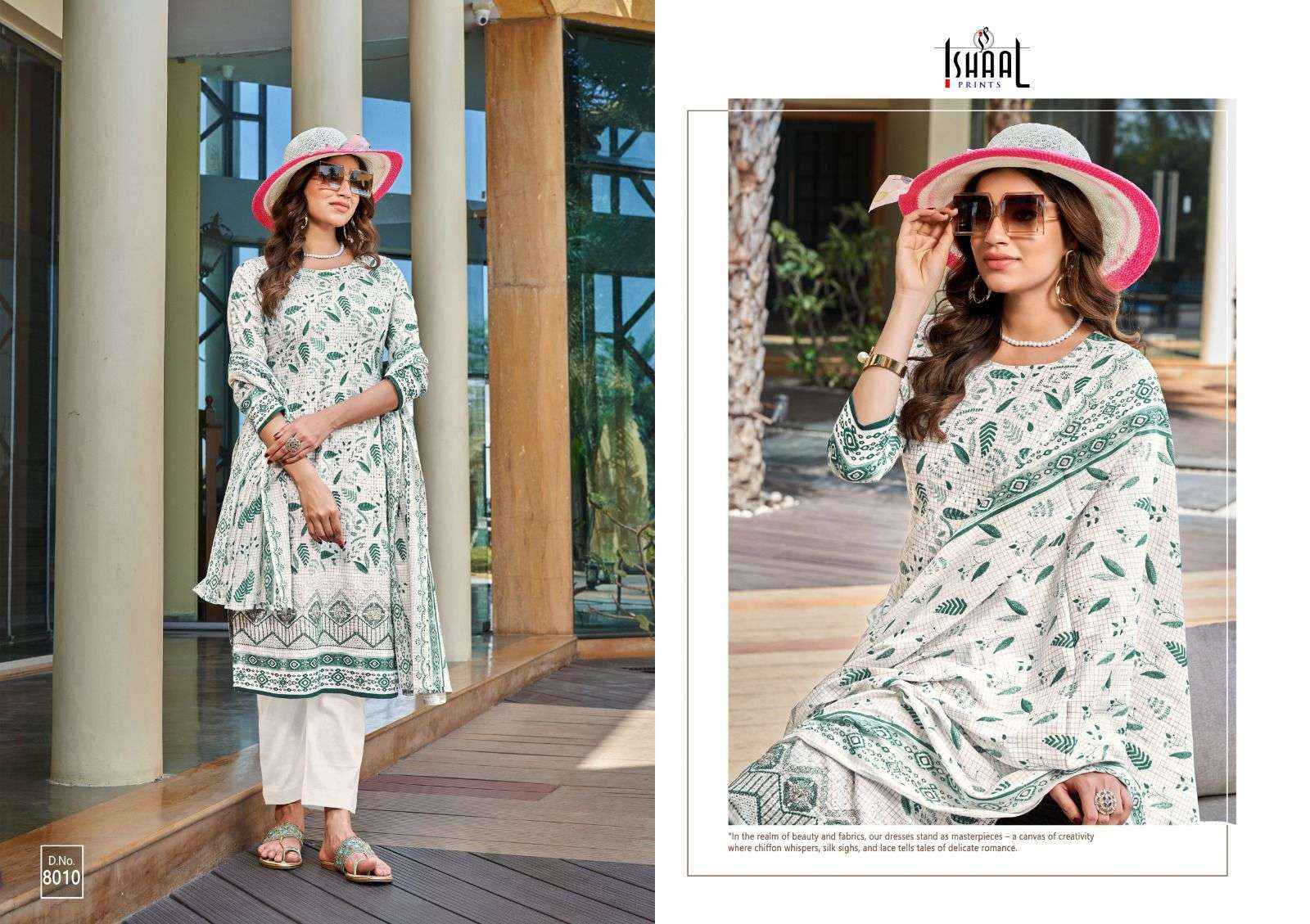 ISHAAL PRINTS EMBROIDERED VOL 8 LAWN DRESS MATERIAL ( 10 PCS CATALOG )