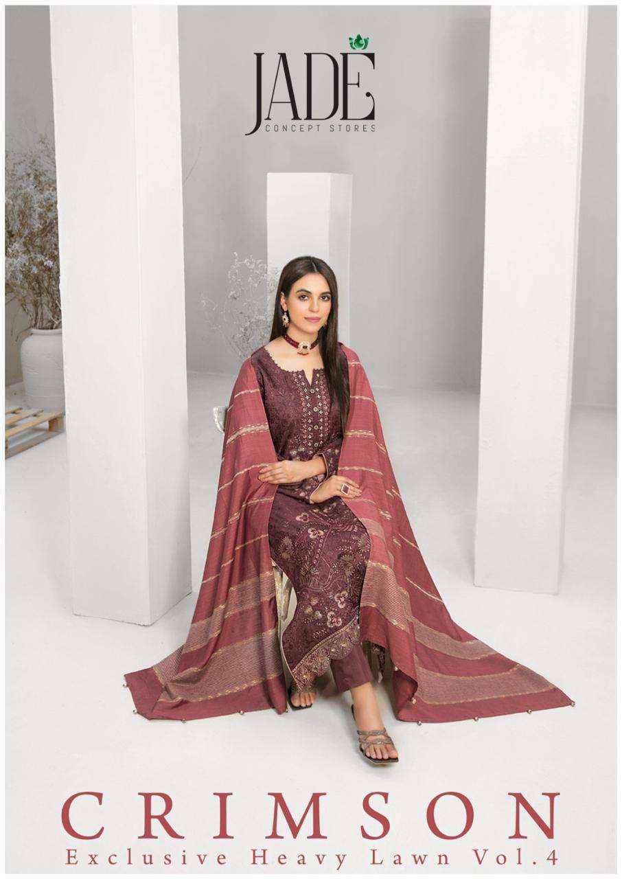 JADE CRIMSON EXCLUSIVE HEAVY LAWN COLLECTION VOL-4 PAKISTANI SUITS