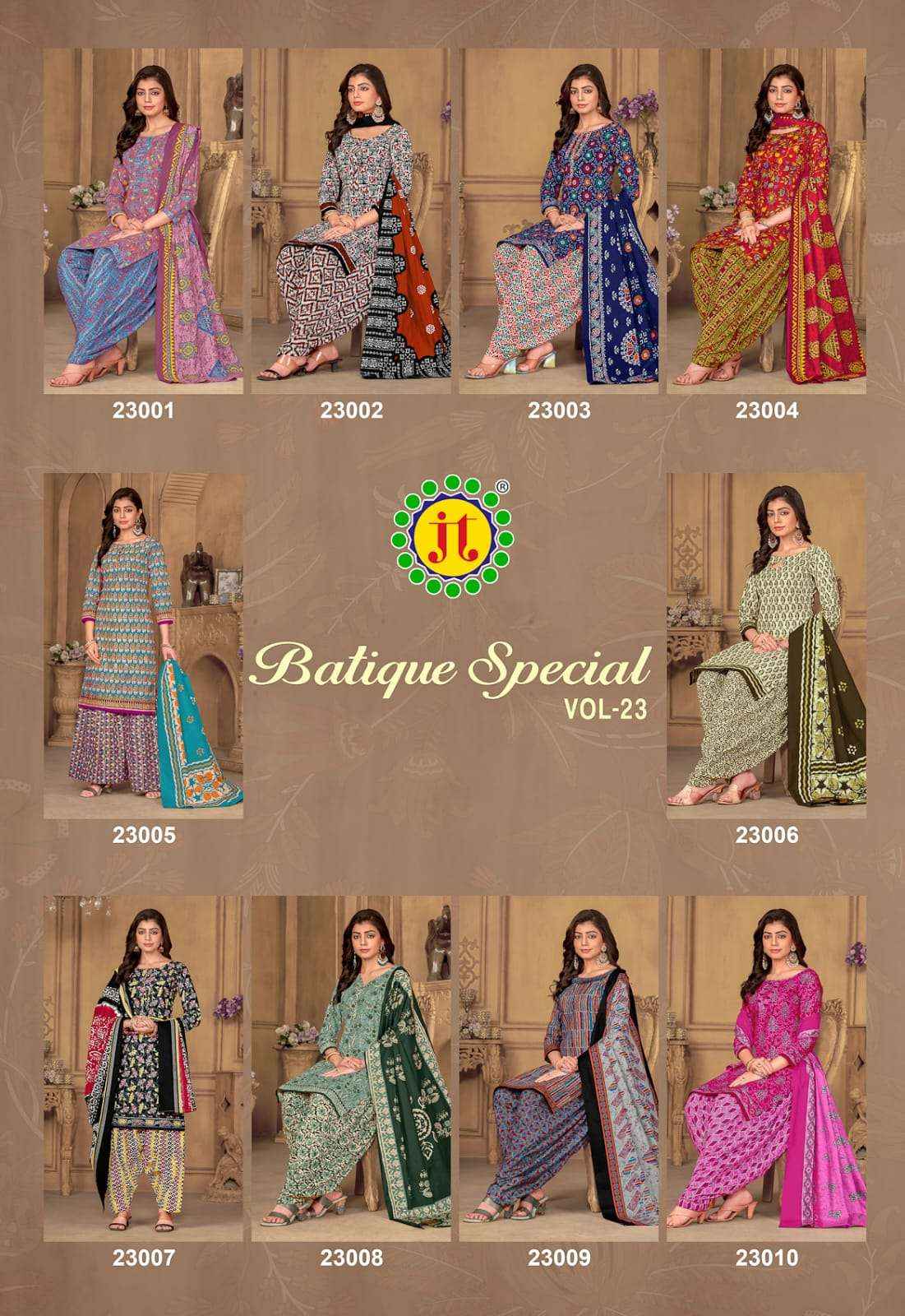 JT BATIQUE SPECIAL VOL-23 COTTON DRESS MATERIAL ( 10 pcs catalog )