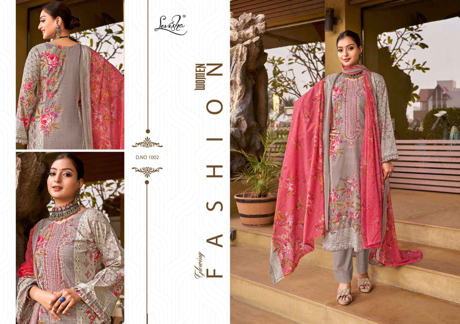 LEVISHA SHEHNAZ COTTON SALWAR KAMEEZ ( 4 PCS CATALOG ) CHIFFON DUPATTA