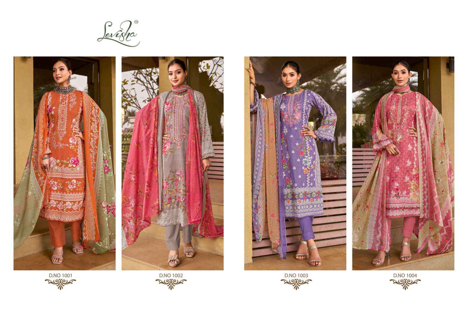 LEVISHA SHEHNAZ COTTON SALWAR KAMEEZ ( 4 PCS CATALOG ) CHIFFON DUPATTA