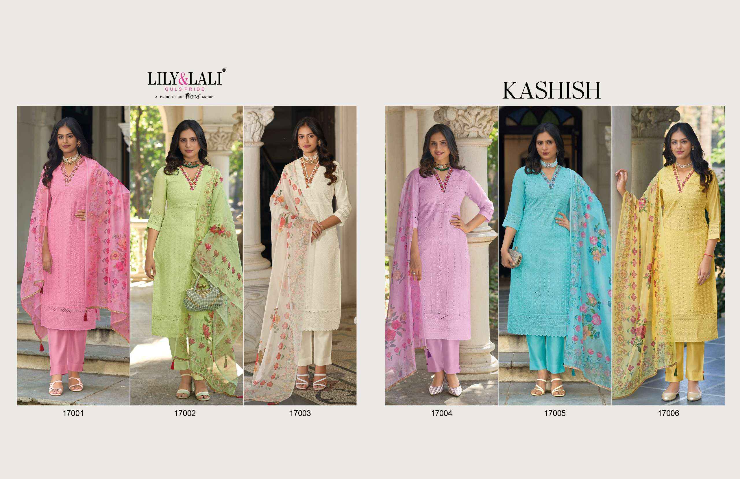 LILY AND LALI KASHISH SCHIFFLI DESIGNER READY MADE SUITS ( 6 PCS CATALOG )