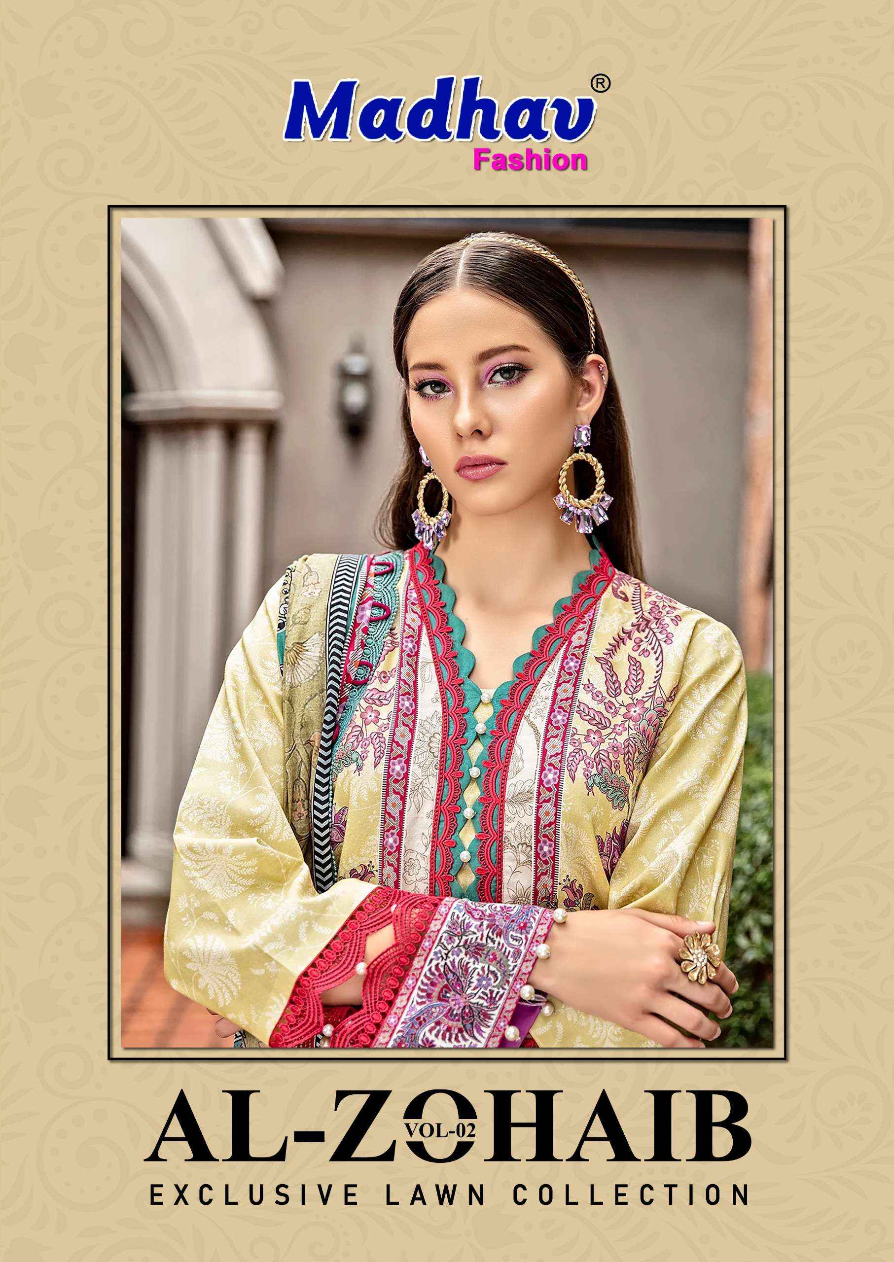 MADHAV FASHION AL ZOHAIB VOL 2 LAWN COTTON PAKISTANI SUITS ( 6 PCS CATALOG )