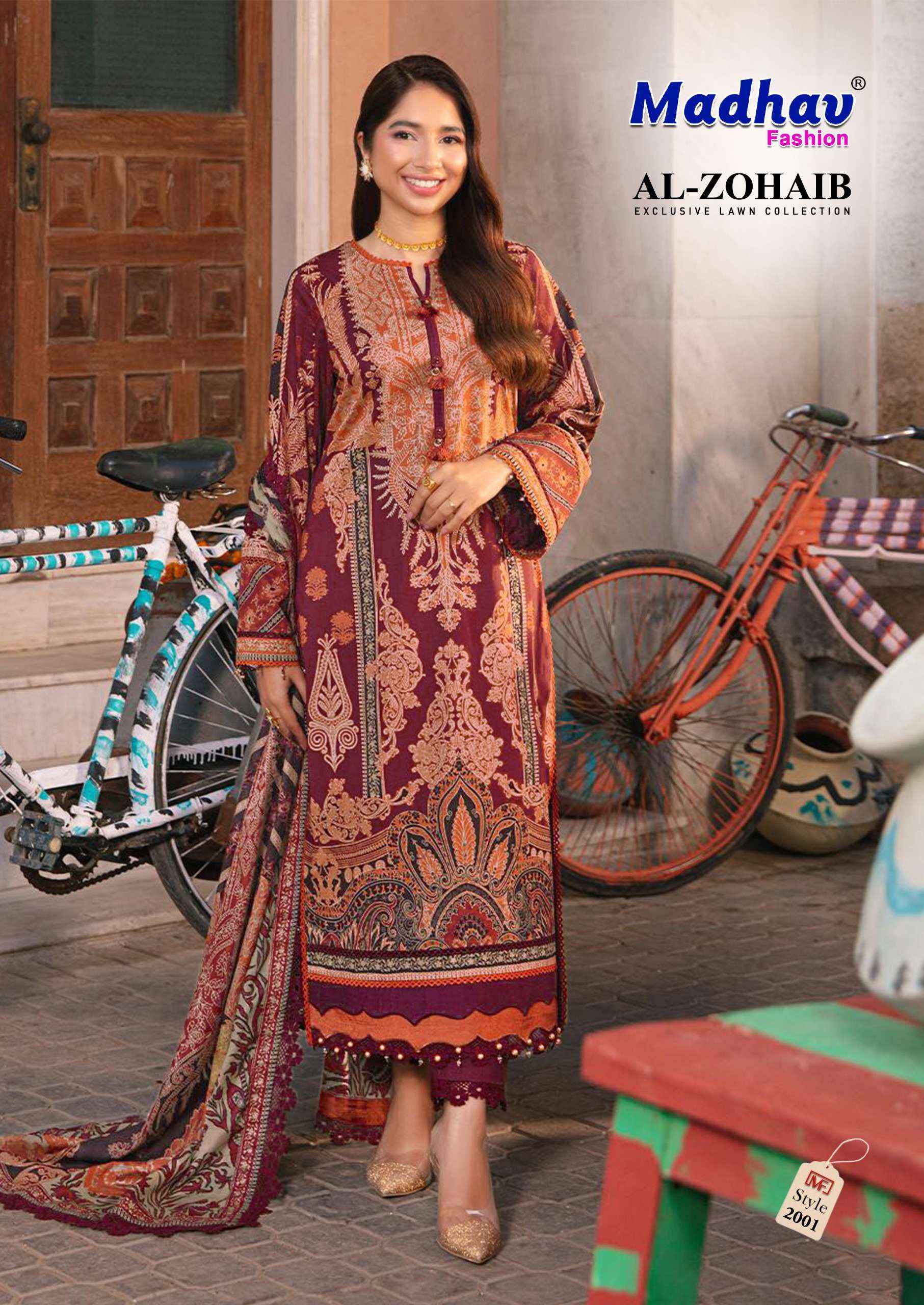 MADHAV FASHION AL ZOHAIB VOL 2 LAWN COTTON PAKISTANI SUITS ( 6 PCS CATALOG )