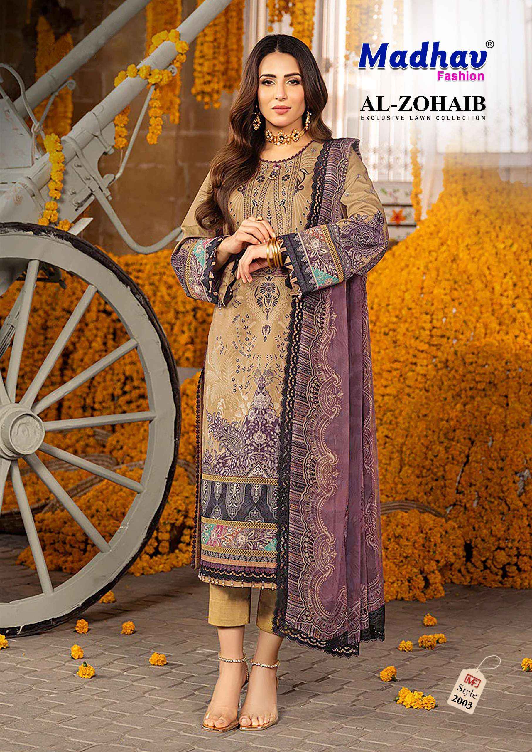 MADHAV FASHION AL ZOHAIB VOL 2 LAWN COTTON PAKISTANI SUITS ( 6 PCS CATALOG )