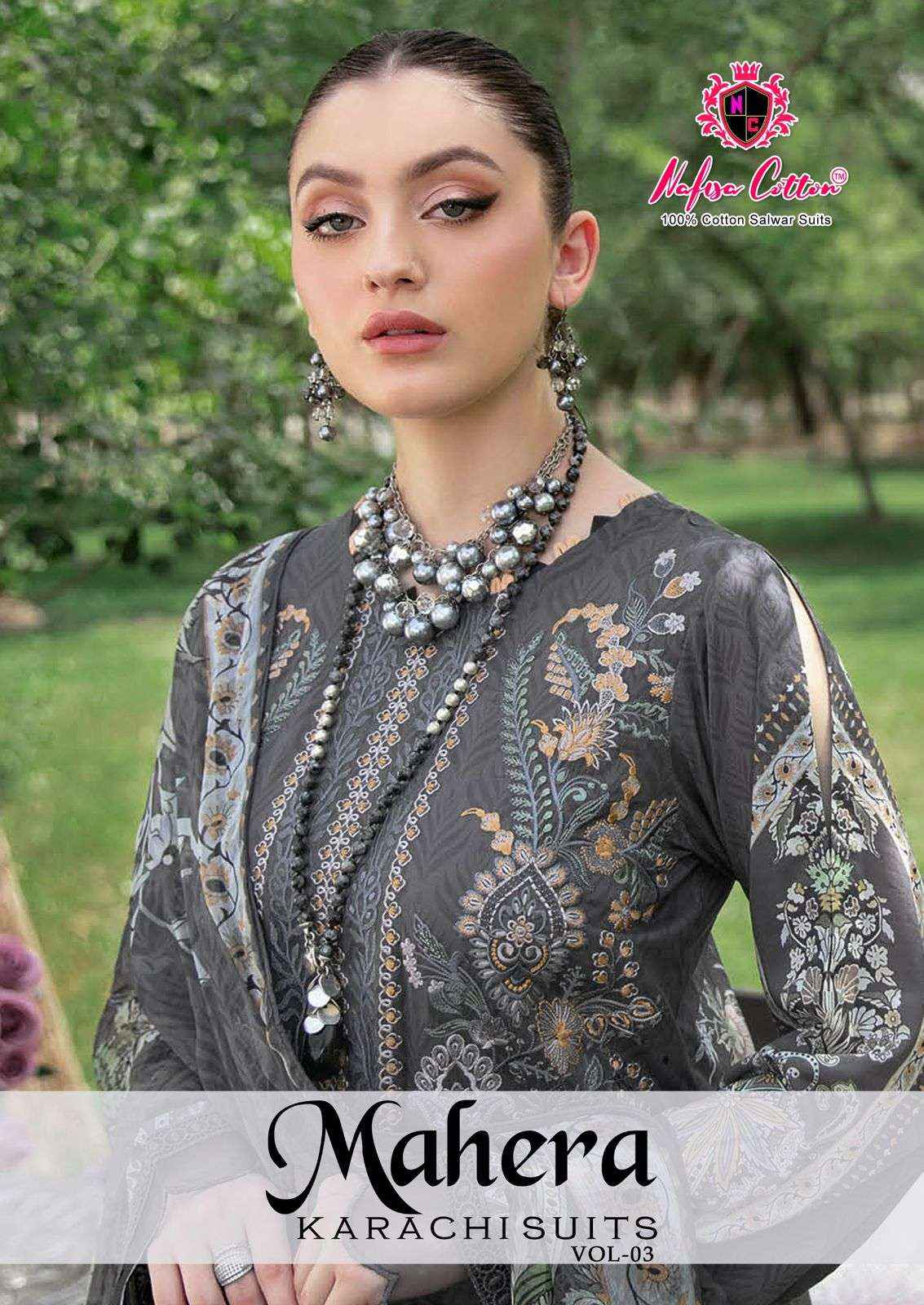 NAFISA COTTON MAHERA KARACHI SUITS VOL 3 COTTON DRESS MATERIAL ( 6 PCS CATALOG )