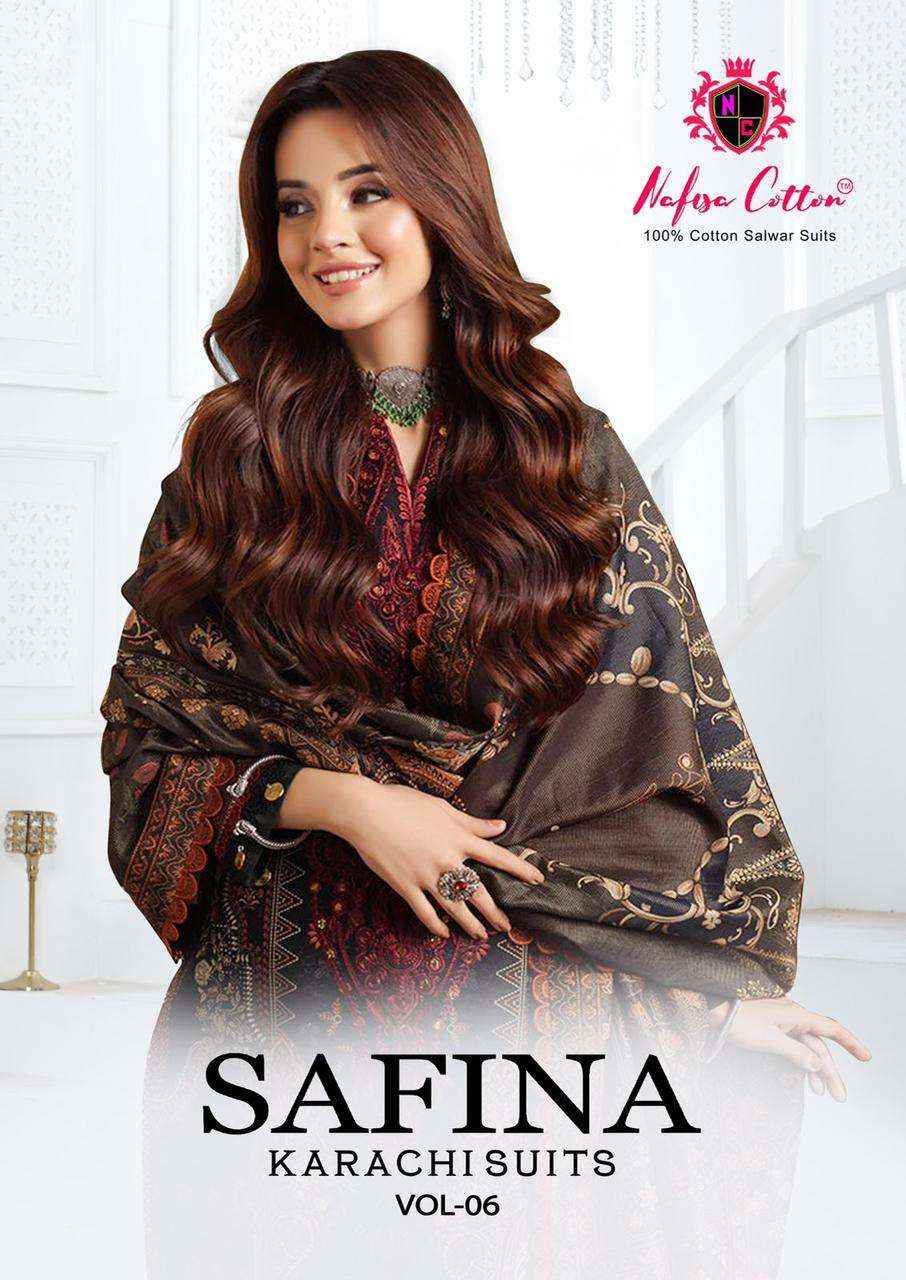 NAFISA COTTON SAFINA VOL 6 COTTON DRESS MATERIALS ( 6 PCS CATALOG )