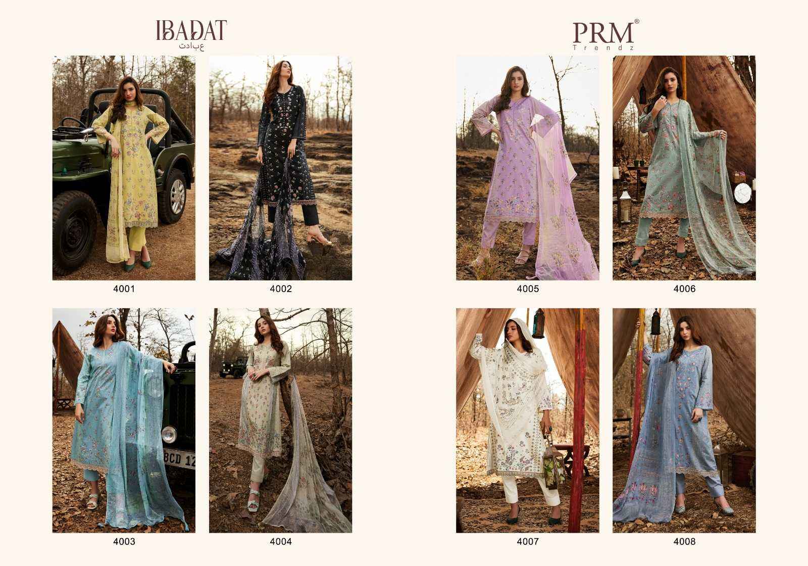 PRM TRENDZ IBADAT DESIGNER DRESS MATERIAL ( 8 PCS CATALOG )