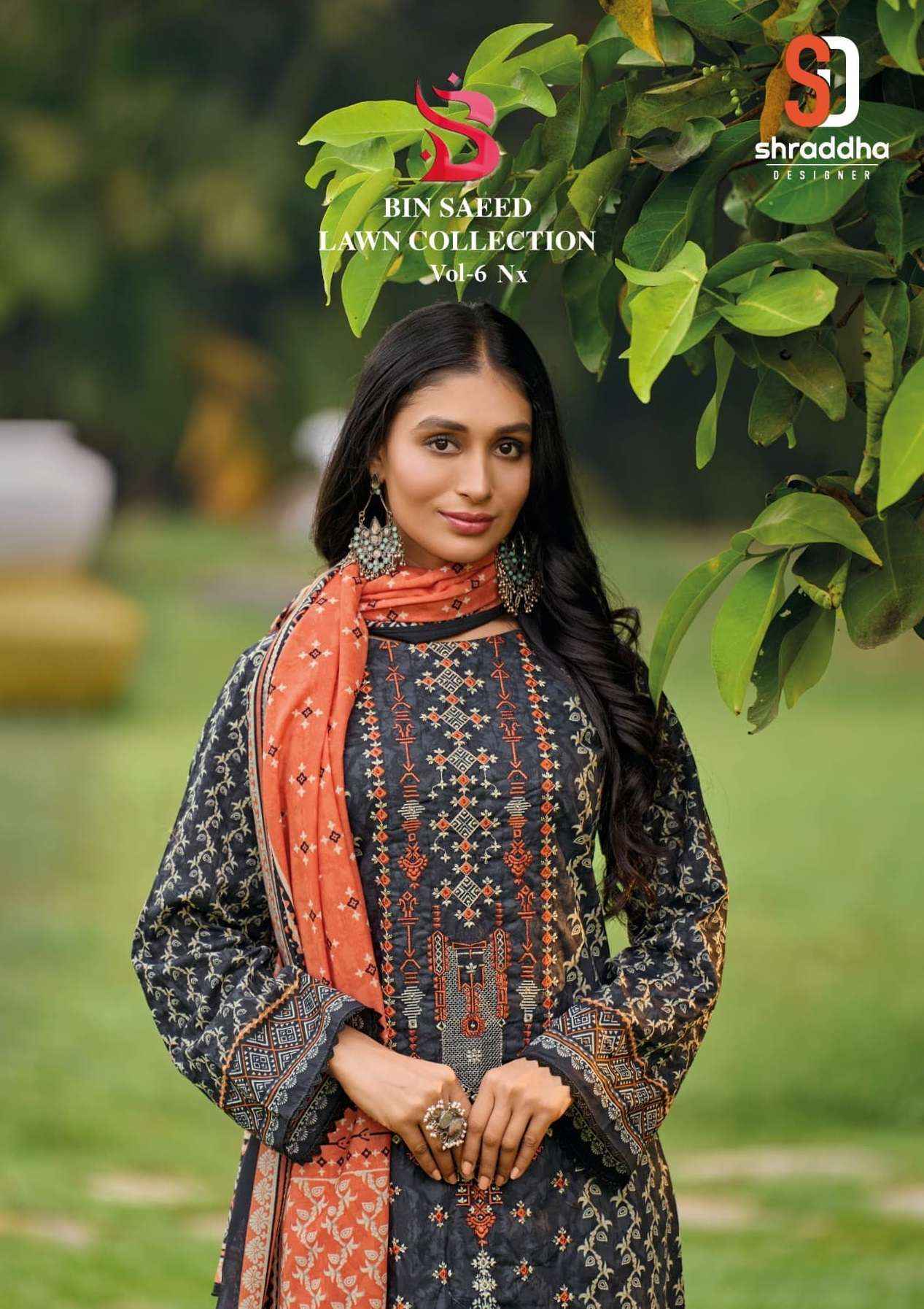 SHARADDHA DESIGNER BIN SAEED LAWN COLLECTION VOL 6 DRESS MATERIAL ( 4 PCS CATALOG )