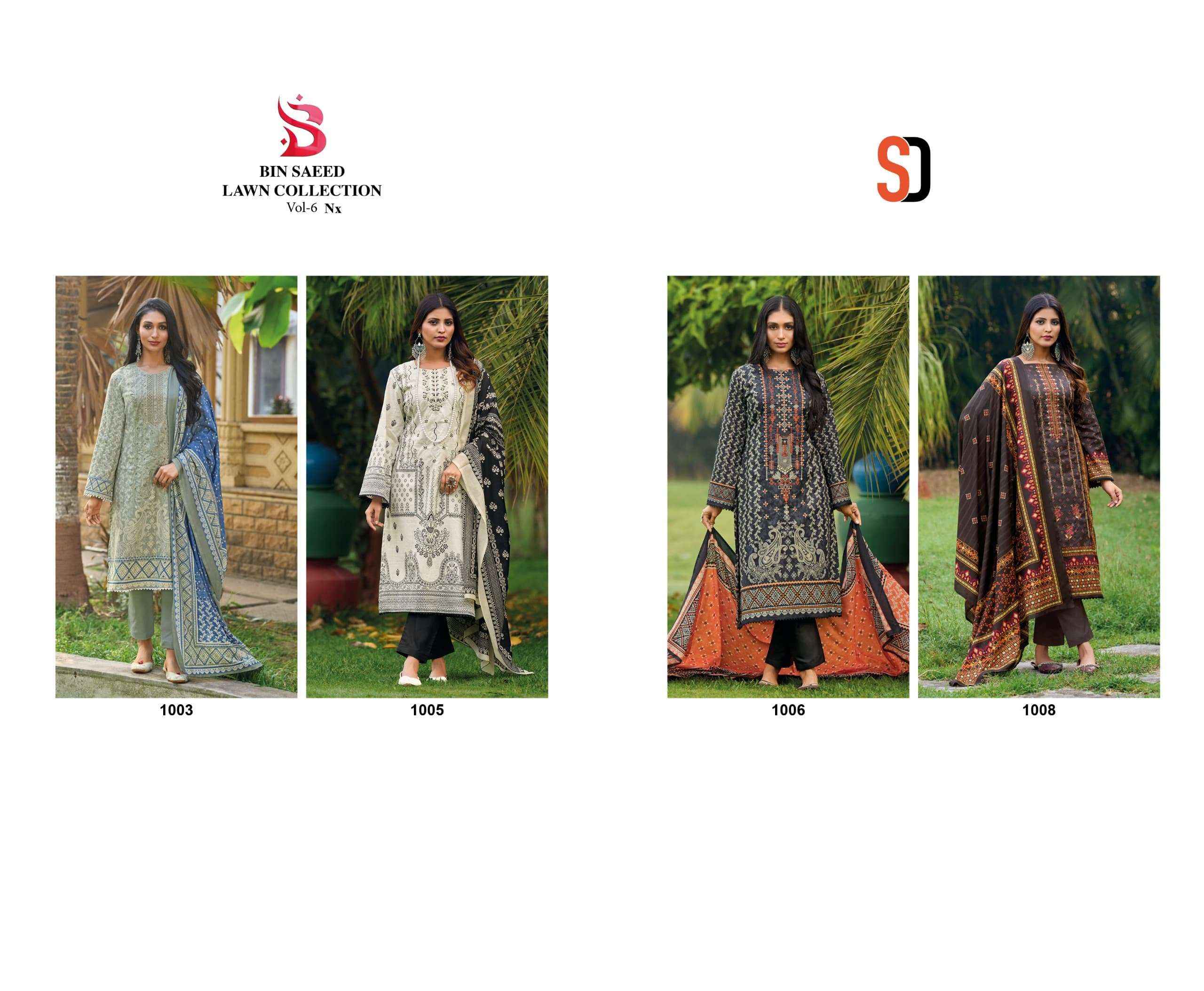 SHARADDHA DESIGNER BIN SAEED LAWN COLLECTION VOL 6 DRESS MATERIAL ( 4 PCS CATALOG )