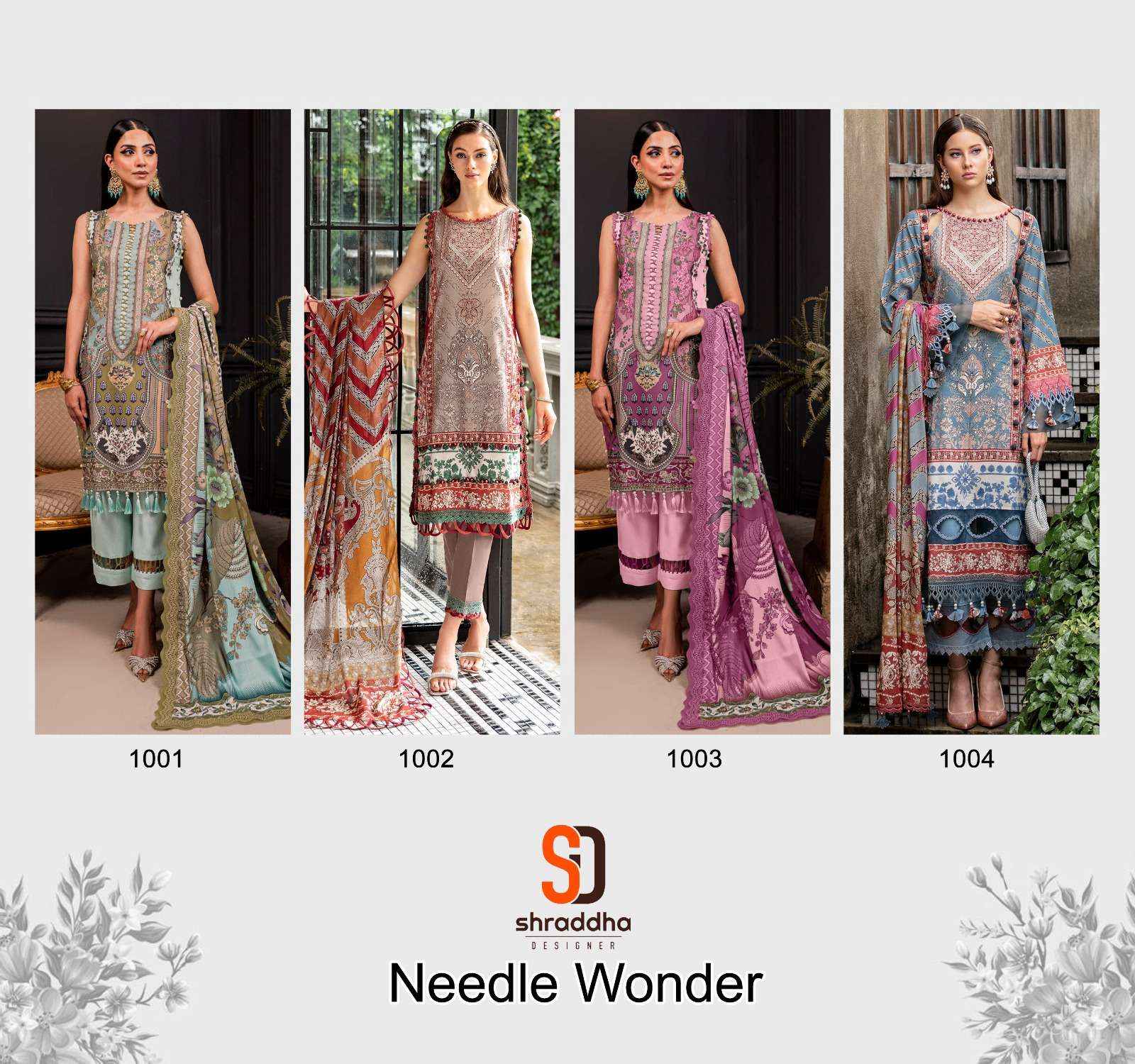 SHARADDHA DESIGNER NEEDLE WONDER VOL 1 LAWN SUITS ( 4 PCS CATALOG )