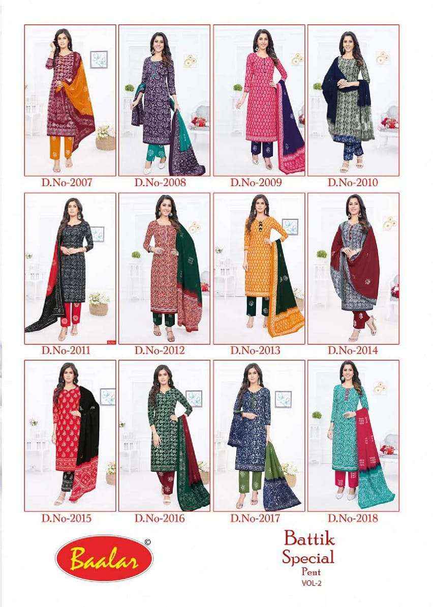 Baalar Battik Special Pent Vol 2 Readymade Suits ( 12 pcs Catalog )