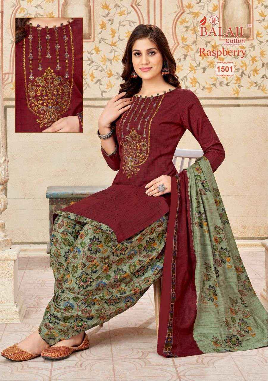 BALAJI COTTON RASPBERRY VOL 15 COTTON DRESS MATERIAL ( 12 PCS CATALOG )