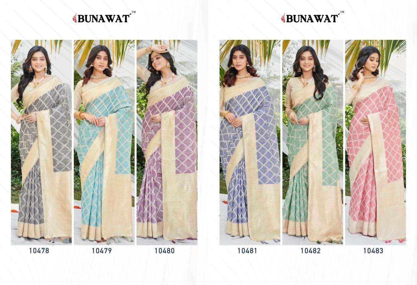 Bunawat Ahana Cotton 10478 To 10483 Fancy Designer Cotton Saree Collection  (6 pcs cataog )