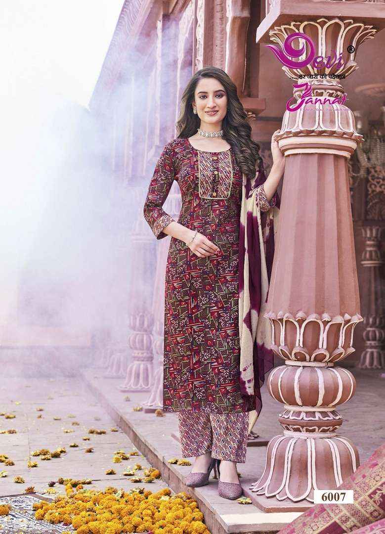 Devi Jannat Vol 6 Rayon  Readymade Suits Top Bottom With Dupatta ( 8 Pcs Catalog )