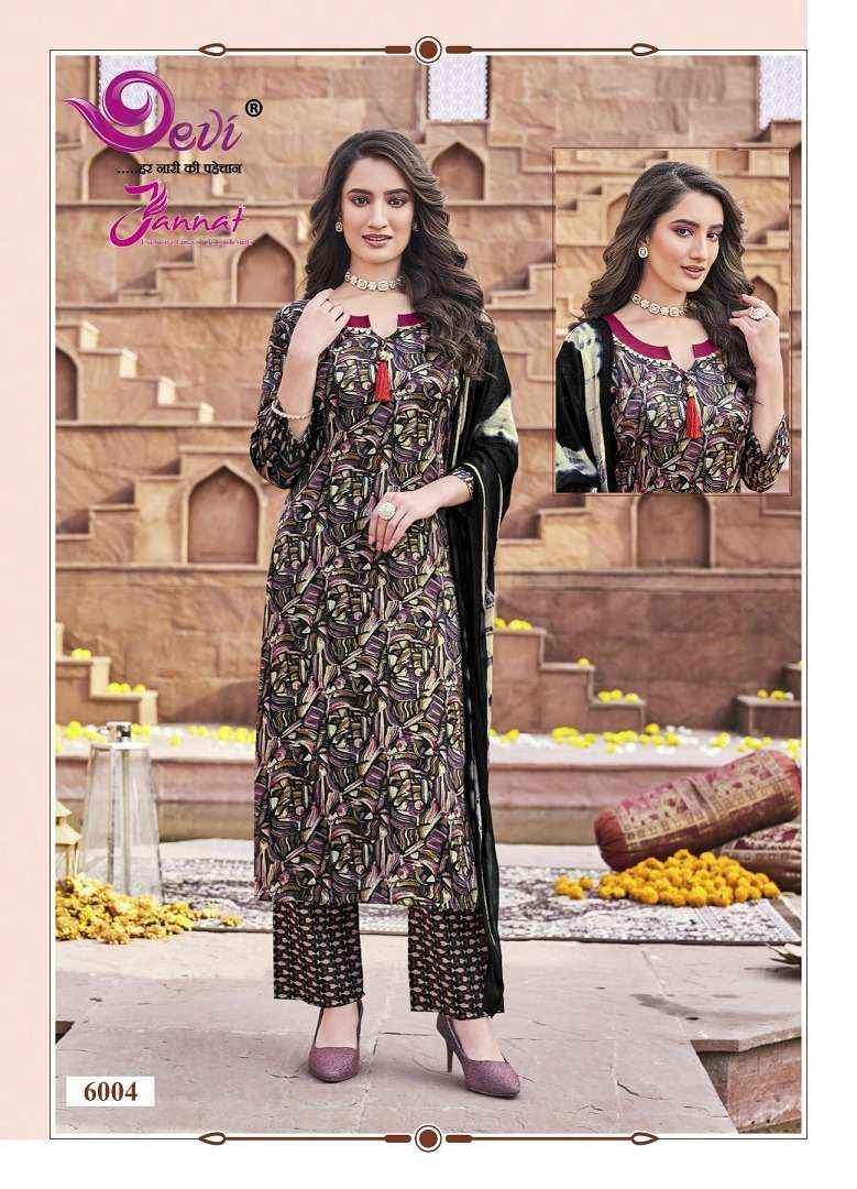 Devi Jannat Vol 6 Rayon  Readymade Suits Top Bottom With Dupatta ( 8 Pcs Catalog )