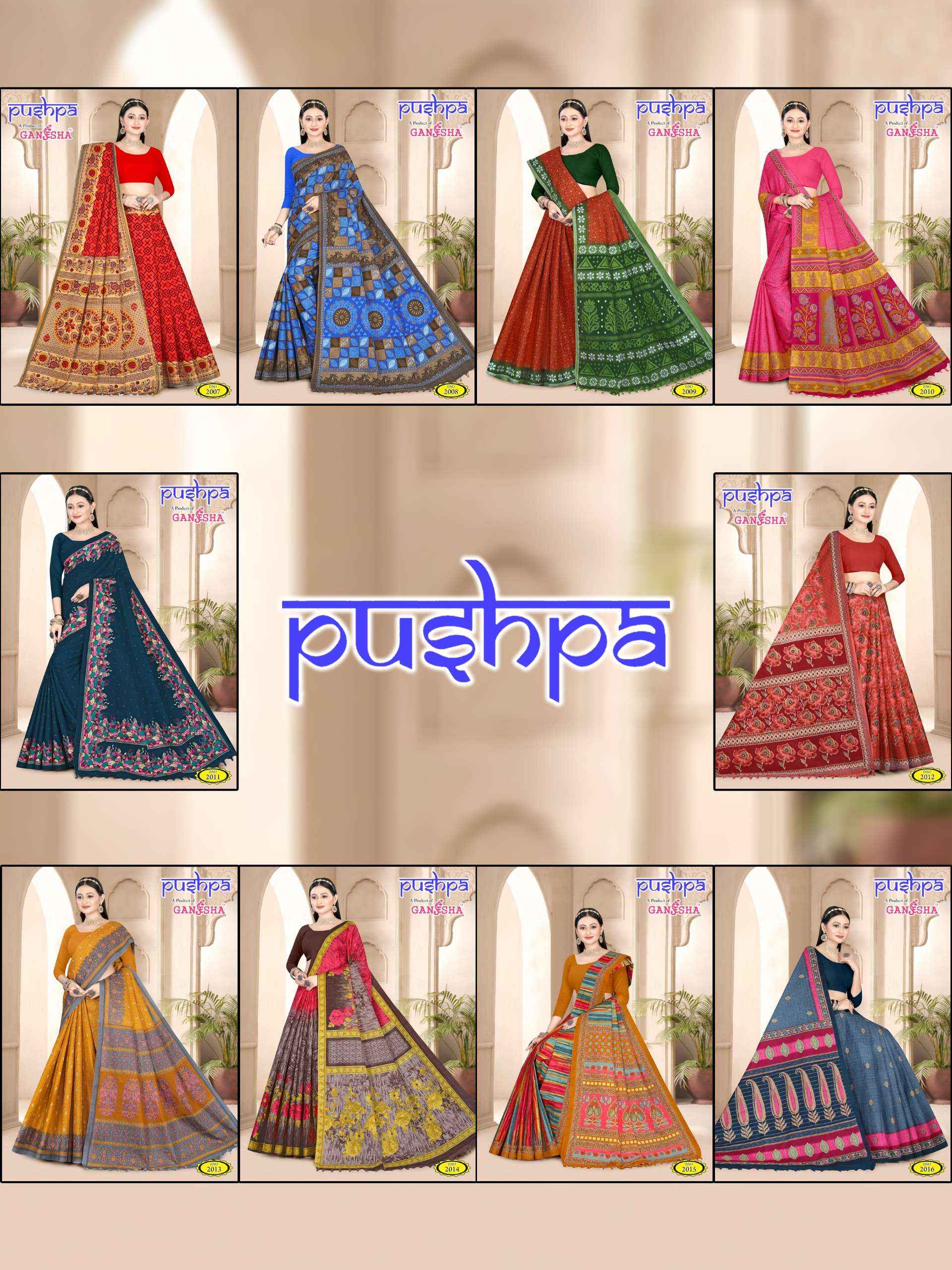 FALAK INTERNATIONAL PUSHPA VOL 2 COTTON PRINTED SAREE ( 12 PCS CATALOG )