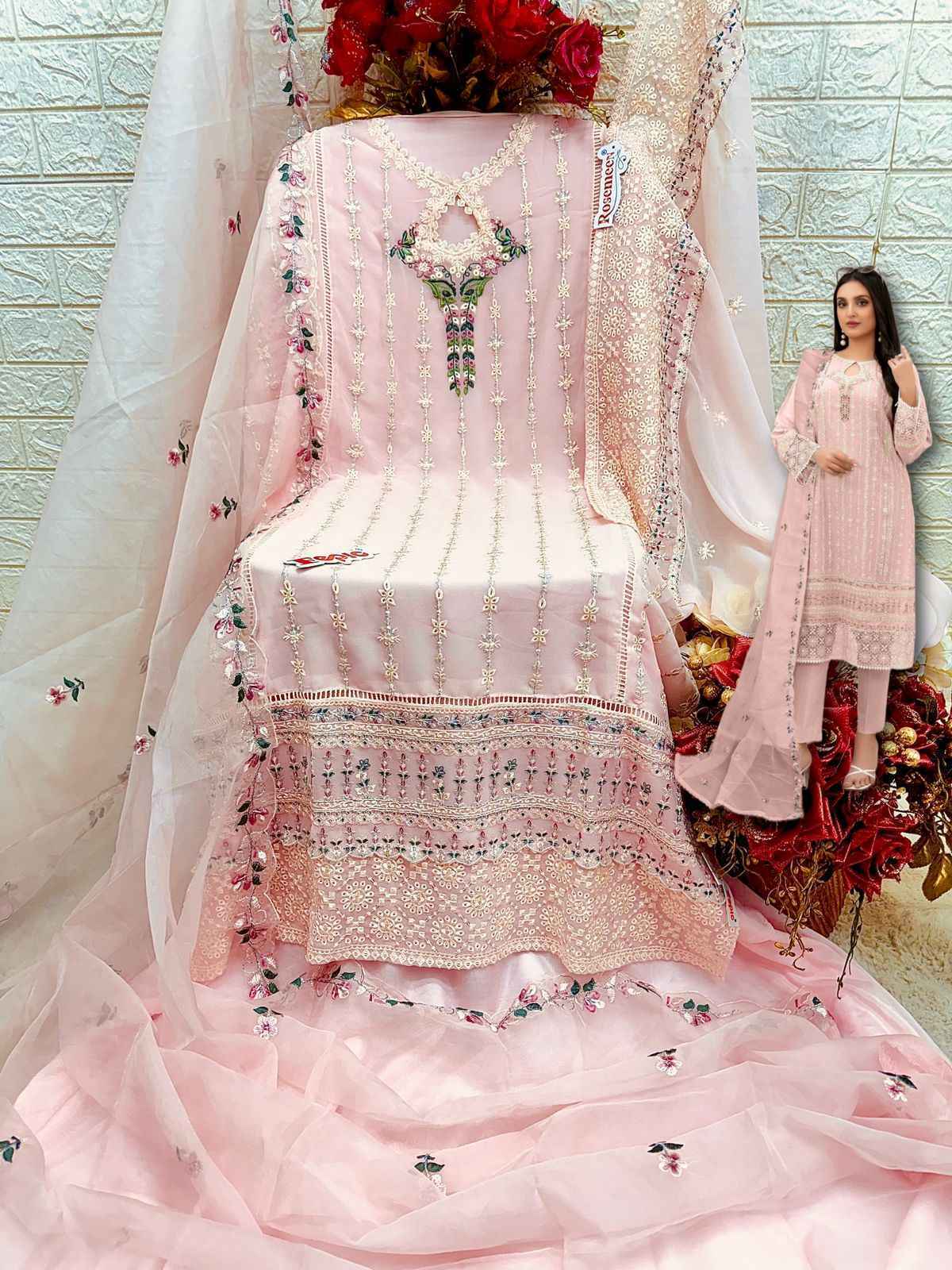 Fepic Rosemeen C-1807 Georgette Embroidered Dress Material 3 Pc Catalog