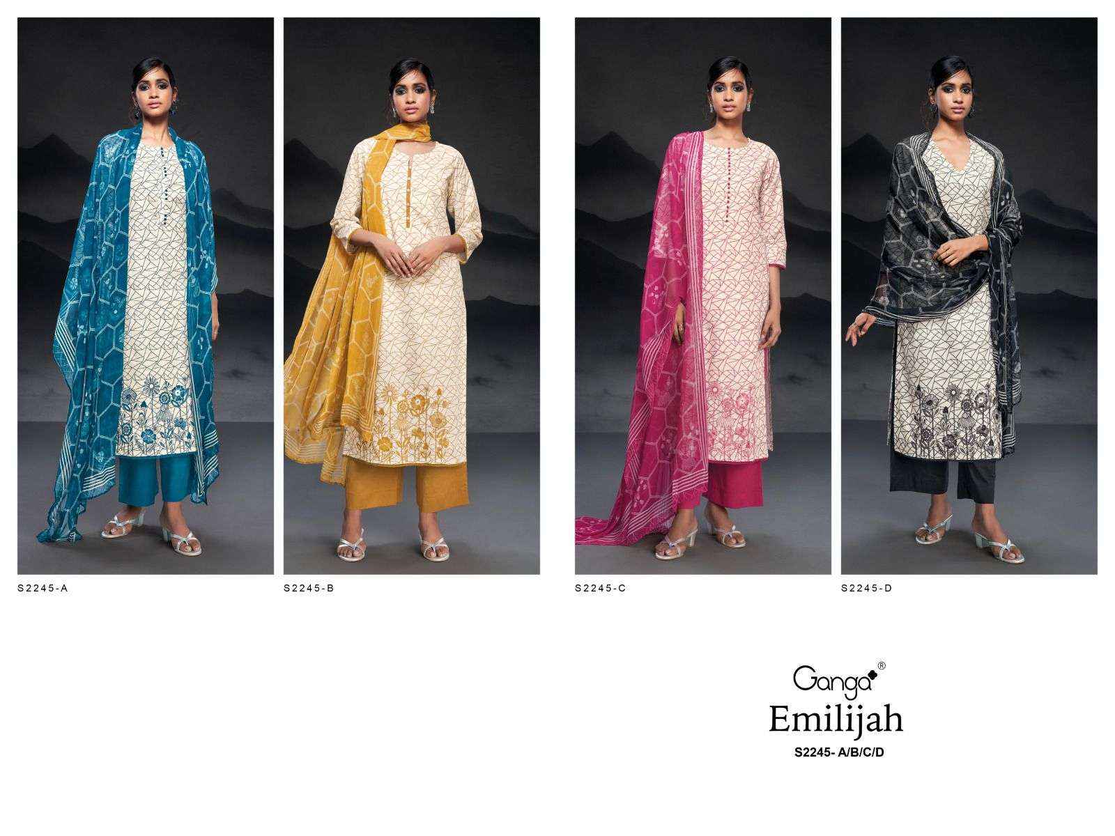 Ganga Emilijah 2245 Fancy Summer Wear Cotton Suit Collection ( 4 pcs catalog )